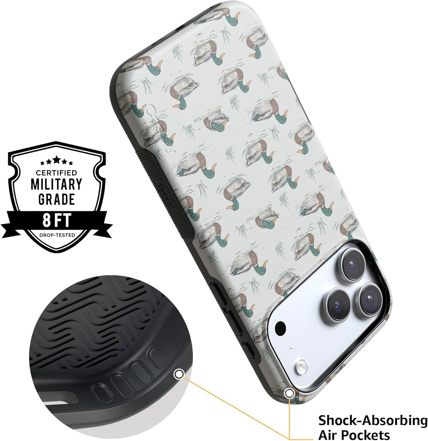 image:imageCasely iPhone 17 Pro Max Case Blue amp White Floral Rose to Fame Bold Protective Design Compatible with MagSafeThe Boyfriend Collection Mallard Co