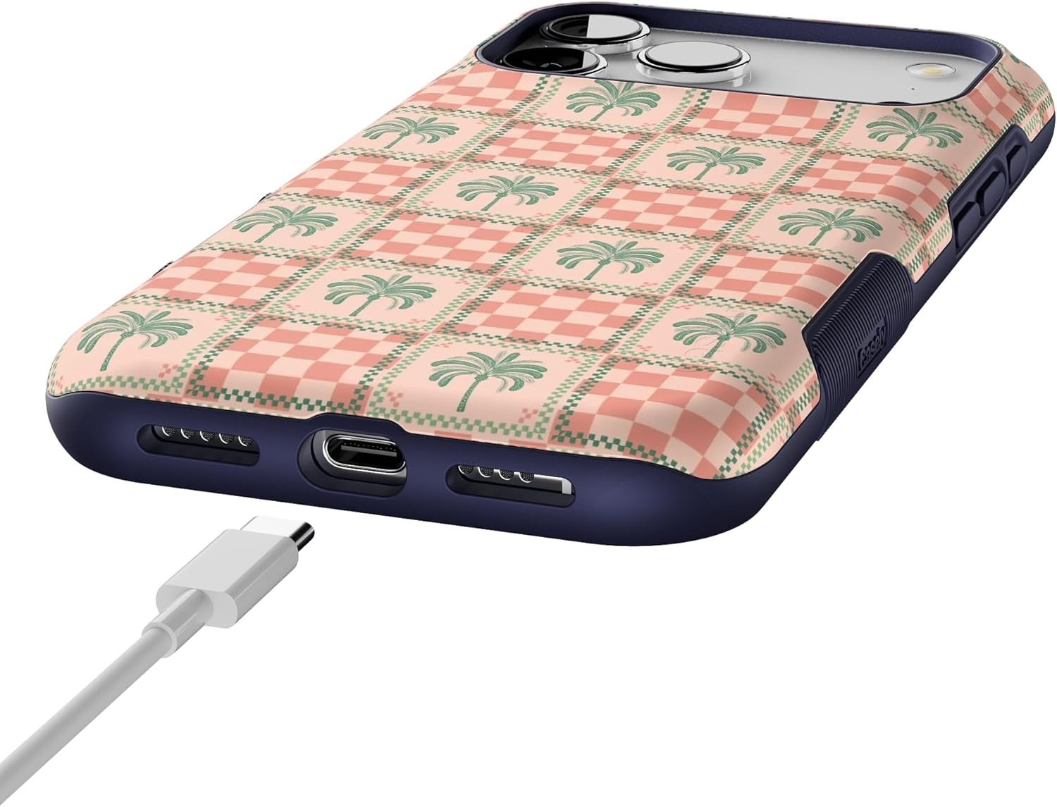 image:imageCasely iPhone 17 Pro Max Case Blue amp White Floral Rose to Fame Bold Protective Design Compatible with MagSafeThe Social Club Palm Beach