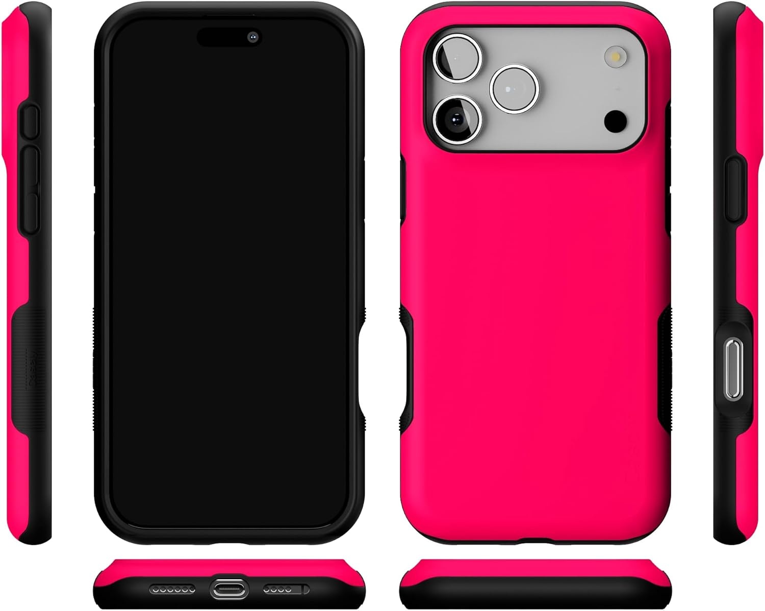 image:imageCasely iPhone 17 Pro Max Case Blue amp White Floral Rose to Fame Bold Protective Design Compatible with MagSafeThink Pink Solid Neon Pink