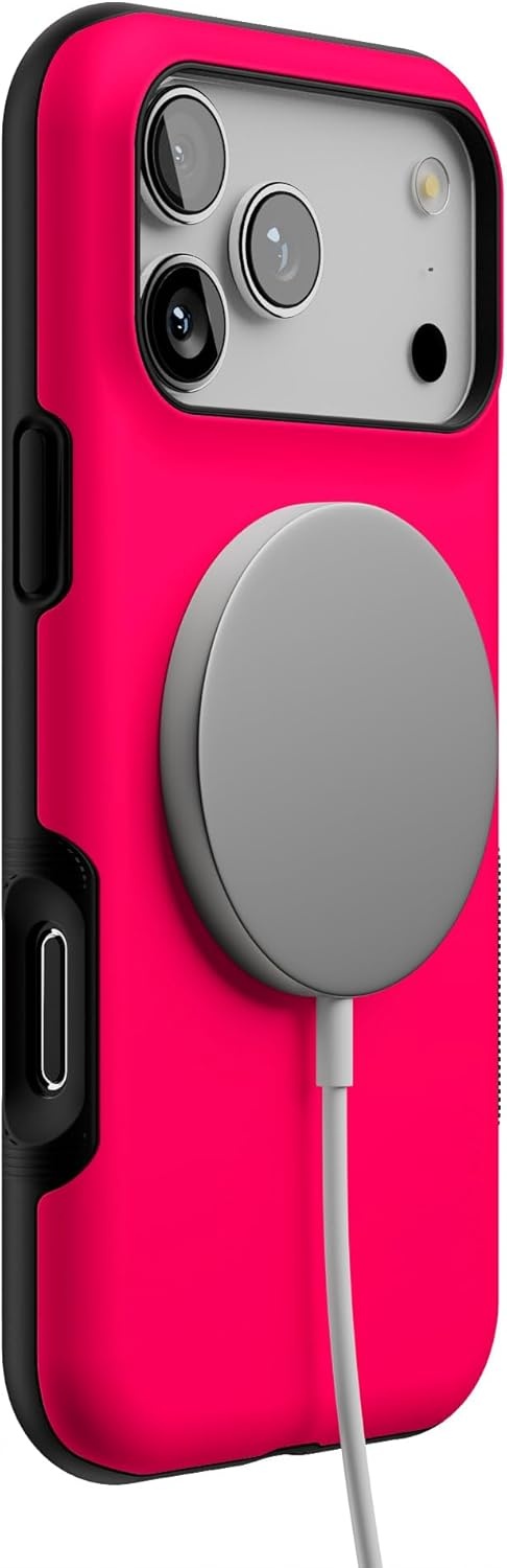 image:imageCasely iPhone 17 Pro Max Case Blue amp White Floral Rose to Fame Bold Protective Design Compatible with MagSafeThink Pink Solid Neon Pink