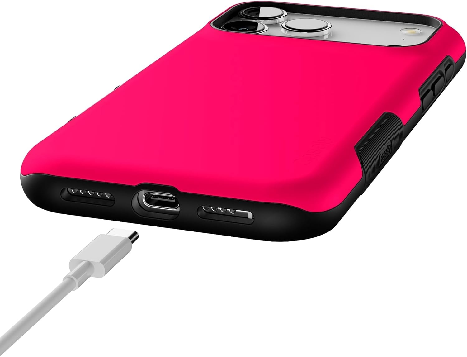 image:imageCasely iPhone 17 Pro Max Case Blue amp White Floral Rose to Fame Bold Protective Design Compatible with MagSafeThink Pink Solid Neon Pink