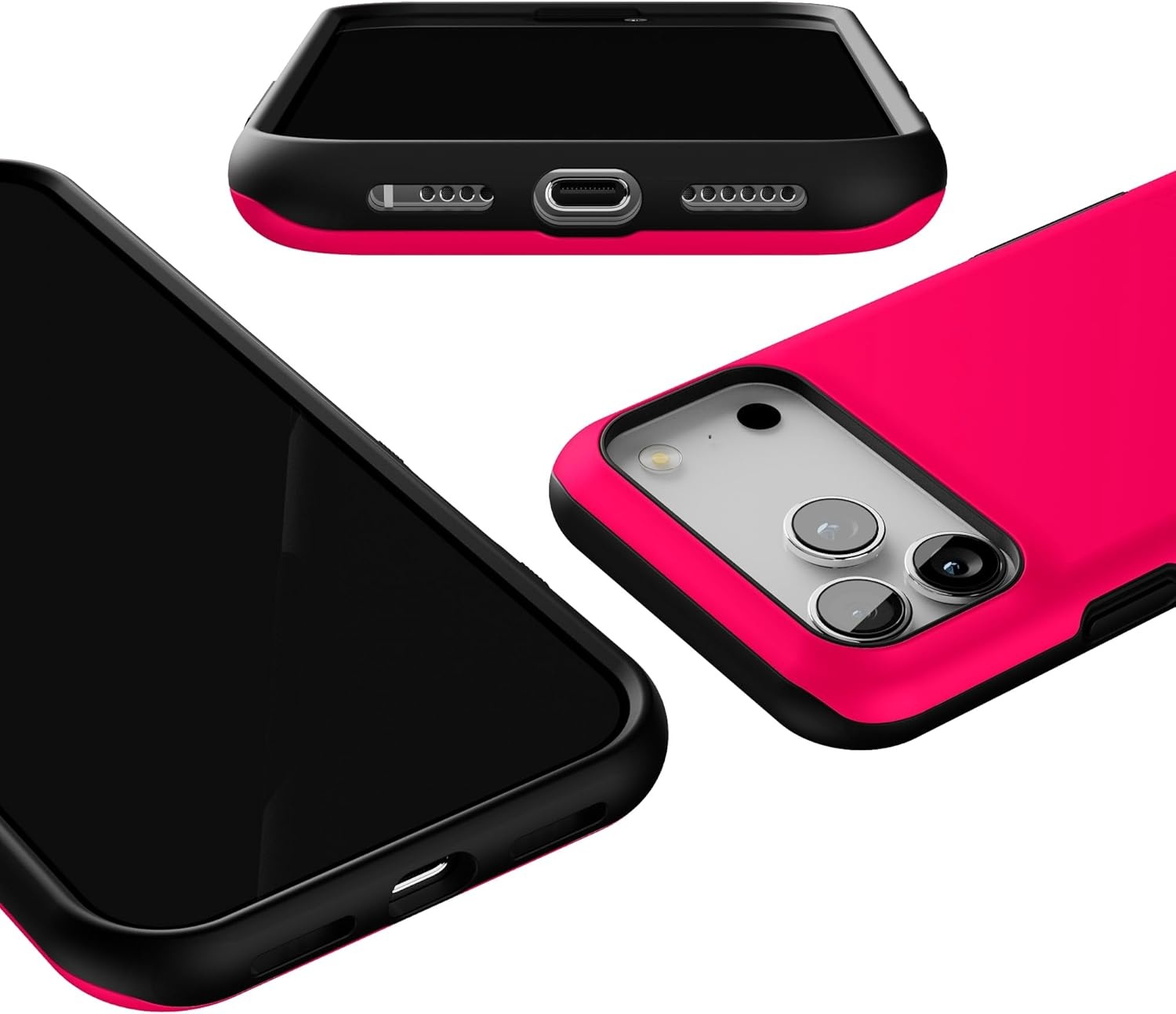 image:imageCasely iPhone 17 Pro Max Case Blue amp White Floral Rose to Fame Bold Protective Design Compatible with MagSafeThink Pink Solid Neon Pink
