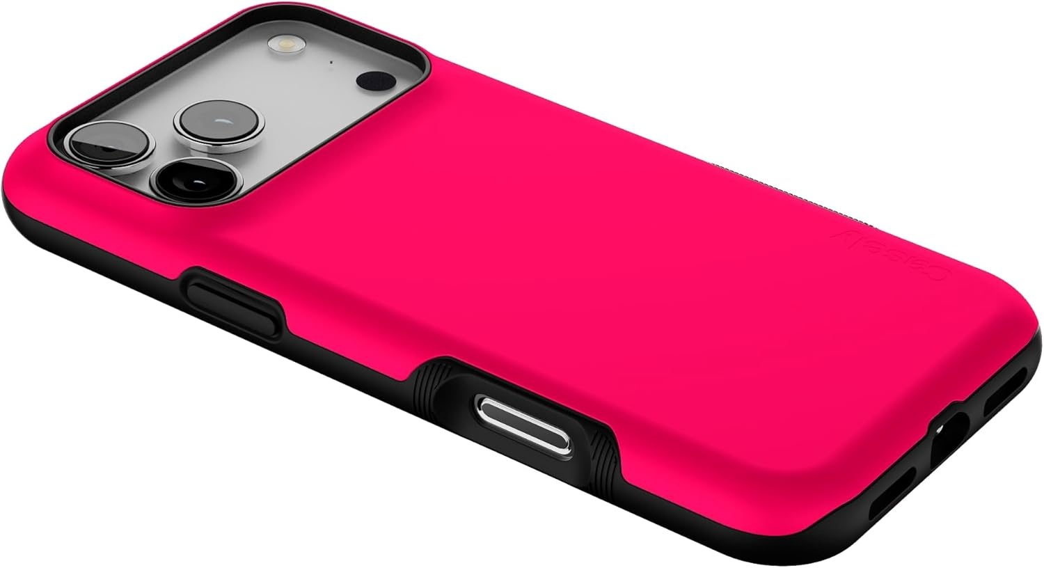 image:imageCasely iPhone 17 Pro Max Case Blue amp White Floral Rose to Fame Bold Protective Design Compatible with MagSafeThink Pink Solid Neon Pink