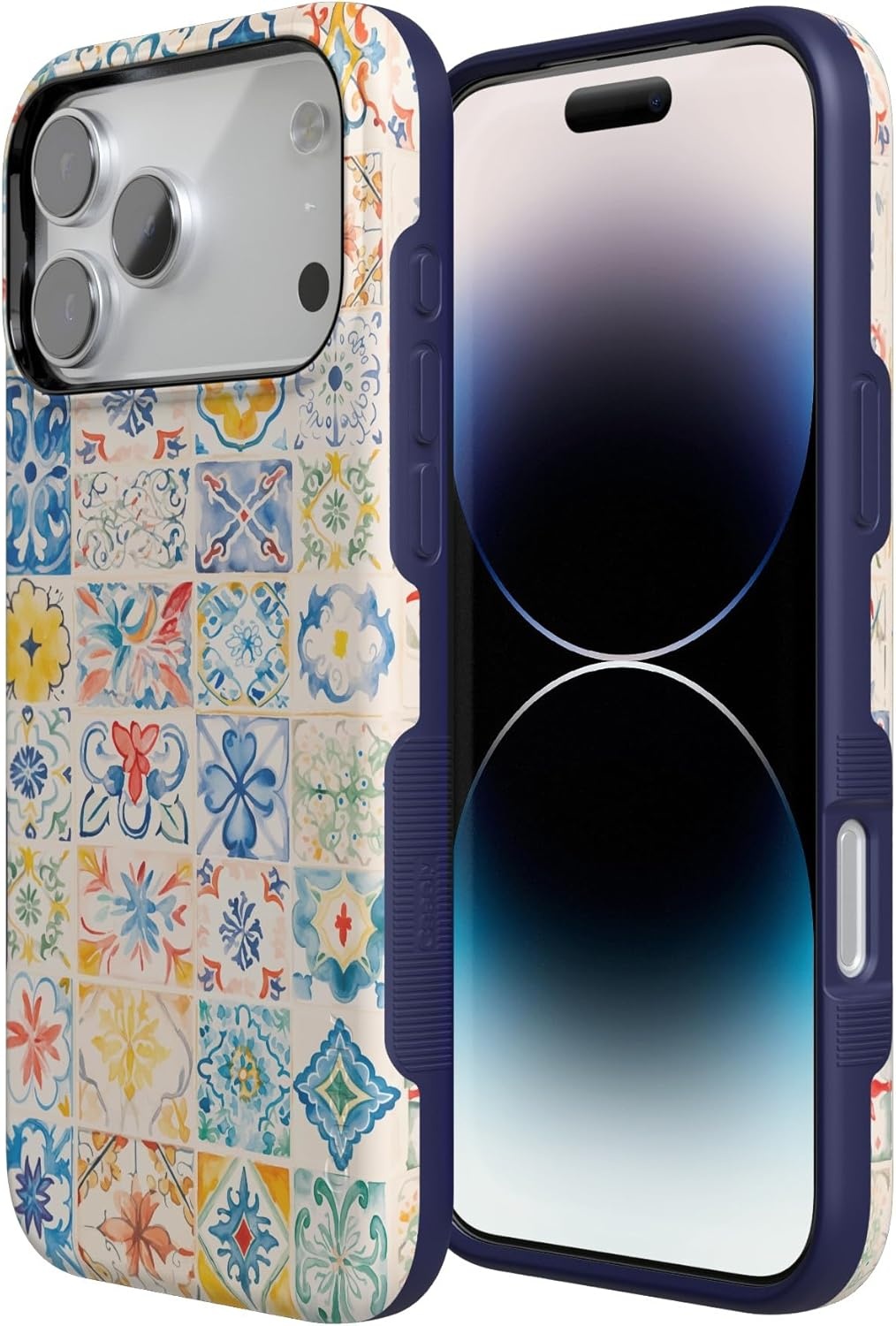 image:imageCasely iPhone 17 Pro Max Case Blue amp White Floral Rose to Fame Bold Protective Design Compatible with MagSafeTuscan Tiles Dolce Vita