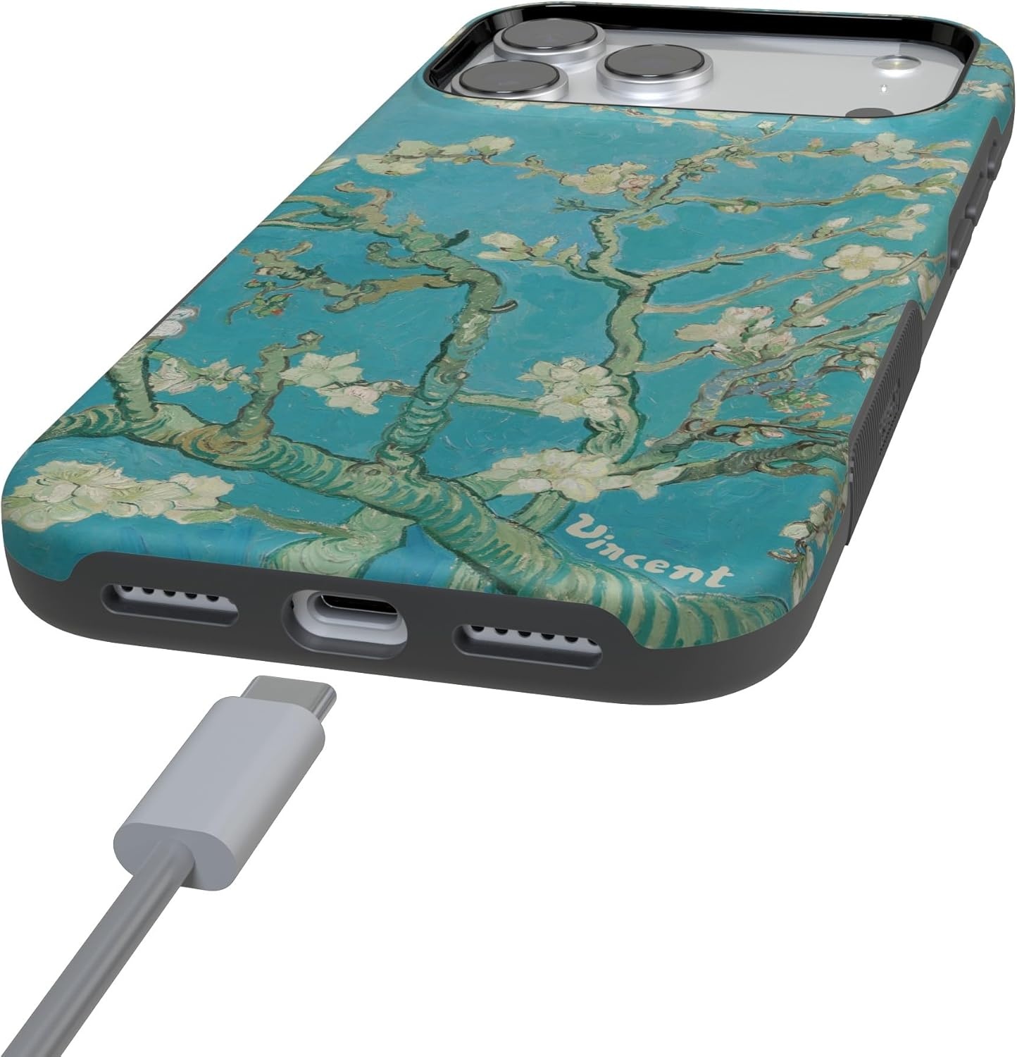 image:imageCasely iPhone 17 Pro Max Case Blue amp White Floral Rose to Fame Bold Protective Design Compatible with MagSafeVan Gogh Almond Blossom Floral