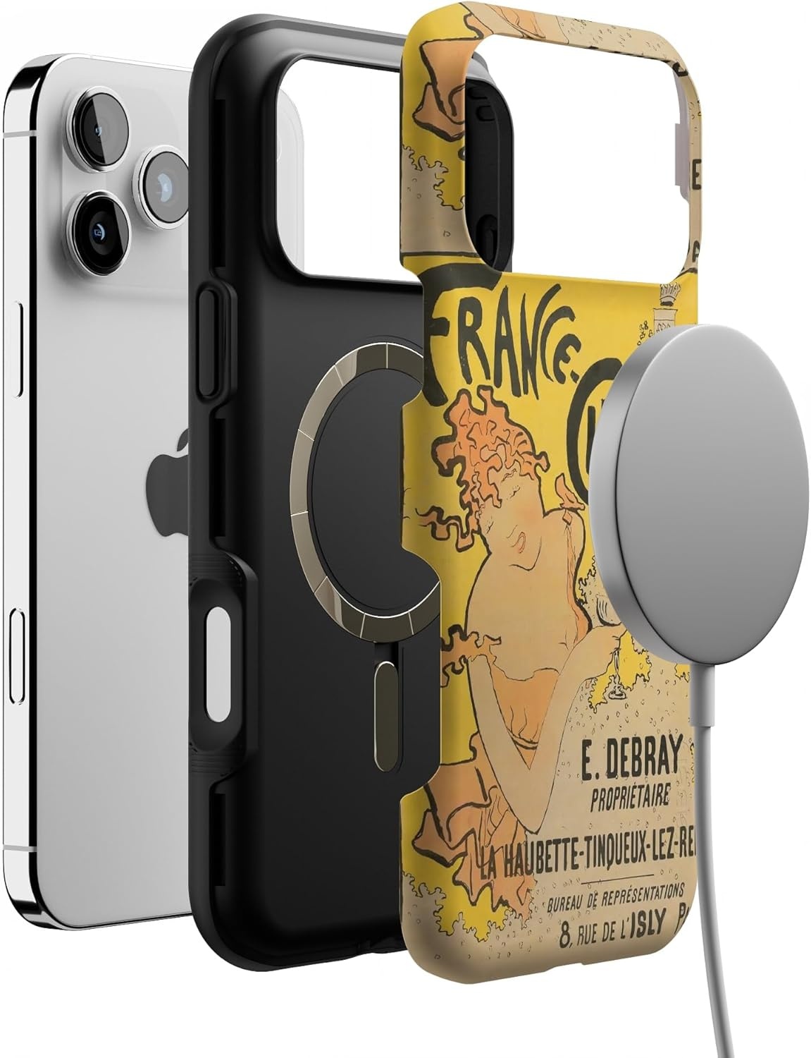 image:imageCasely iPhone 17 Pro Max Case Blue amp White Floral Rose to Fame Bold Protective Design Compatible with MagSafeVan Gogh French Bubbly