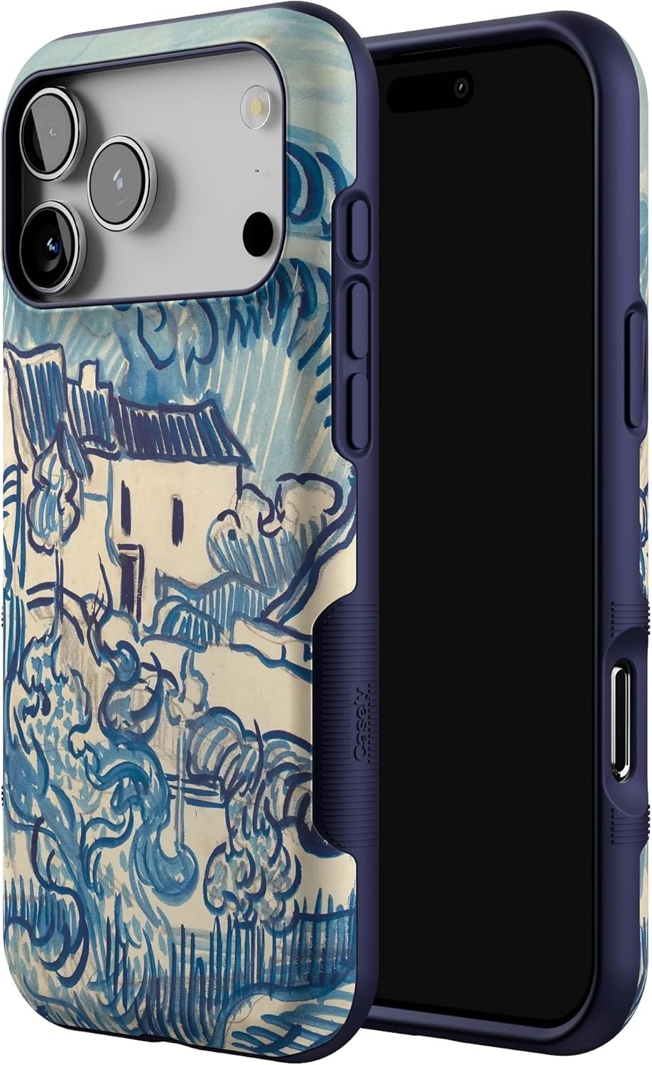 image:imageCasely iPhone 17 Pro Max Case Blue amp White Floral Rose to Fame Bold Protective Design Compatible with MagSafeVan Gogh Landscape With Houses