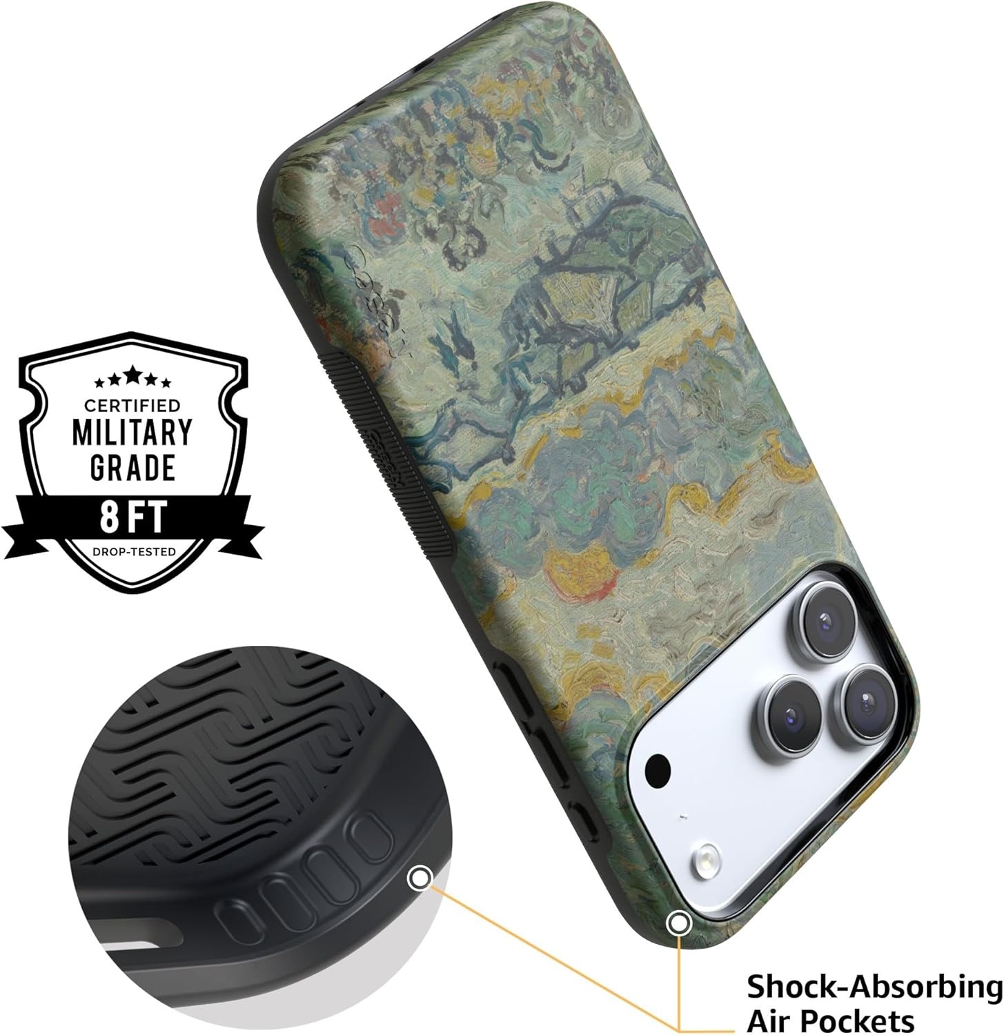 image:imageCasely iPhone 17 Pro Max Case Blue amp White Floral Rose to Fame Bold Protective Design Compatible with MagSafeVan Gogh Reminiscence of Vincent