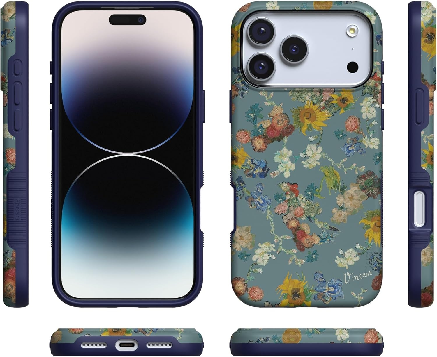 image:imageCasely iPhone 17 Pro Max Case Blue amp White Floral Rose to Fame Bold Protective Design Compatible with MagSafeVan Gogh Vincents Flowers