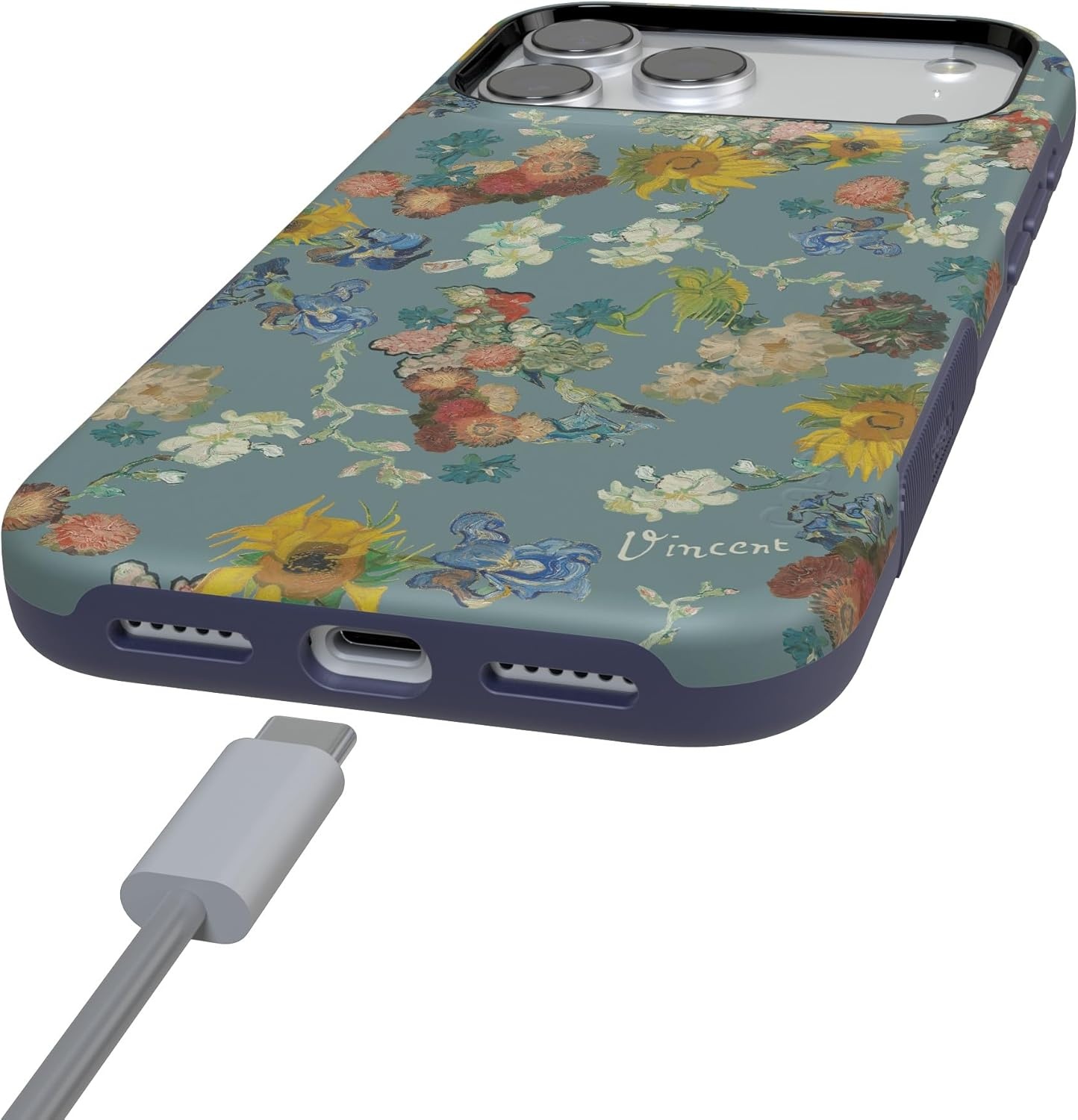 image:imageCasely iPhone 17 Pro Max Case Blue amp White Floral Rose to Fame Bold Protective Design Compatible with MagSafeVan Gogh Vincents Flowers