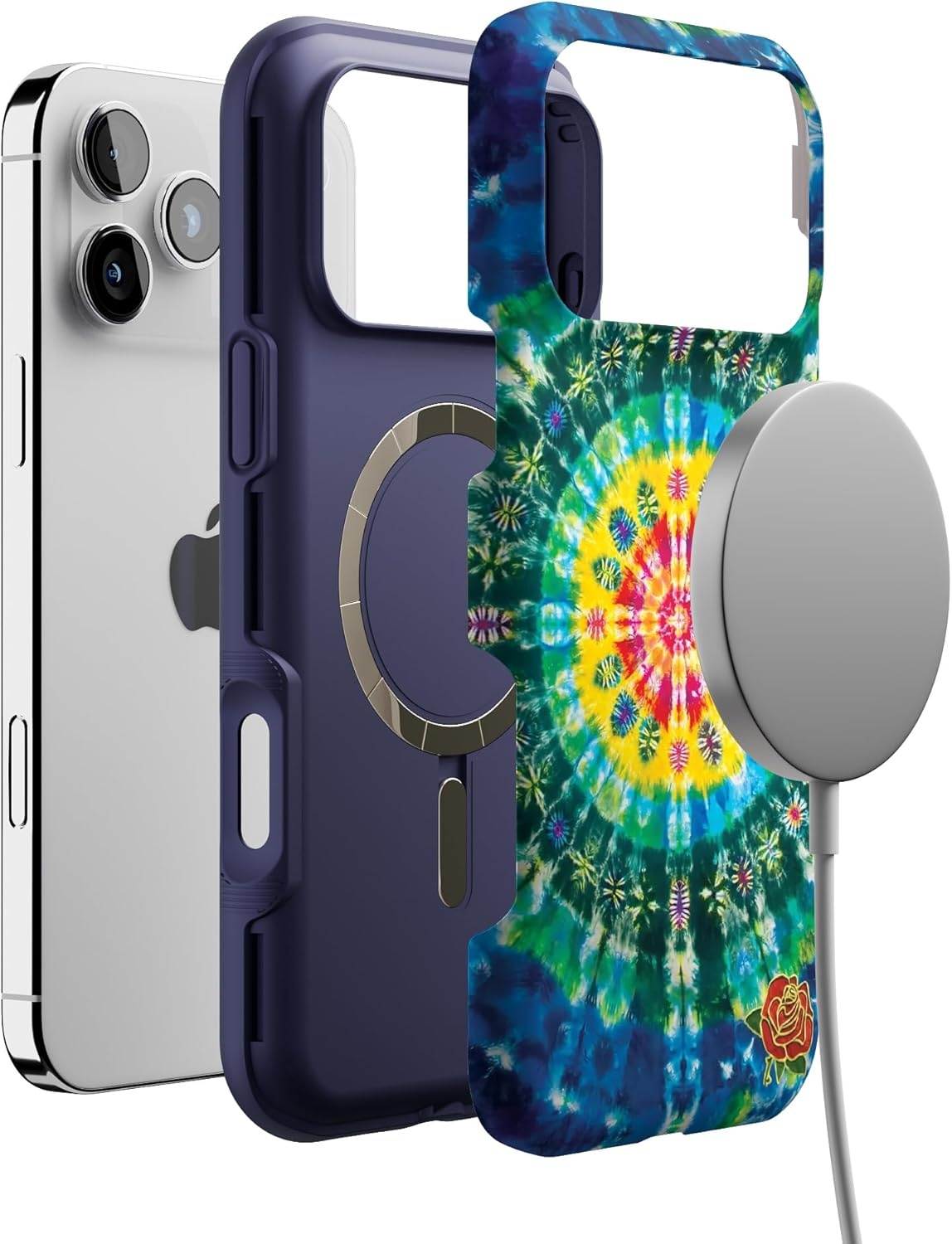 image:imageCasely iPhone 17 Pro Max Case Blue amp White Floral Rose to Fame Bold Protective Design Compatible with MagSafeVeneta Tapestry Grateful Dead Tie Dye