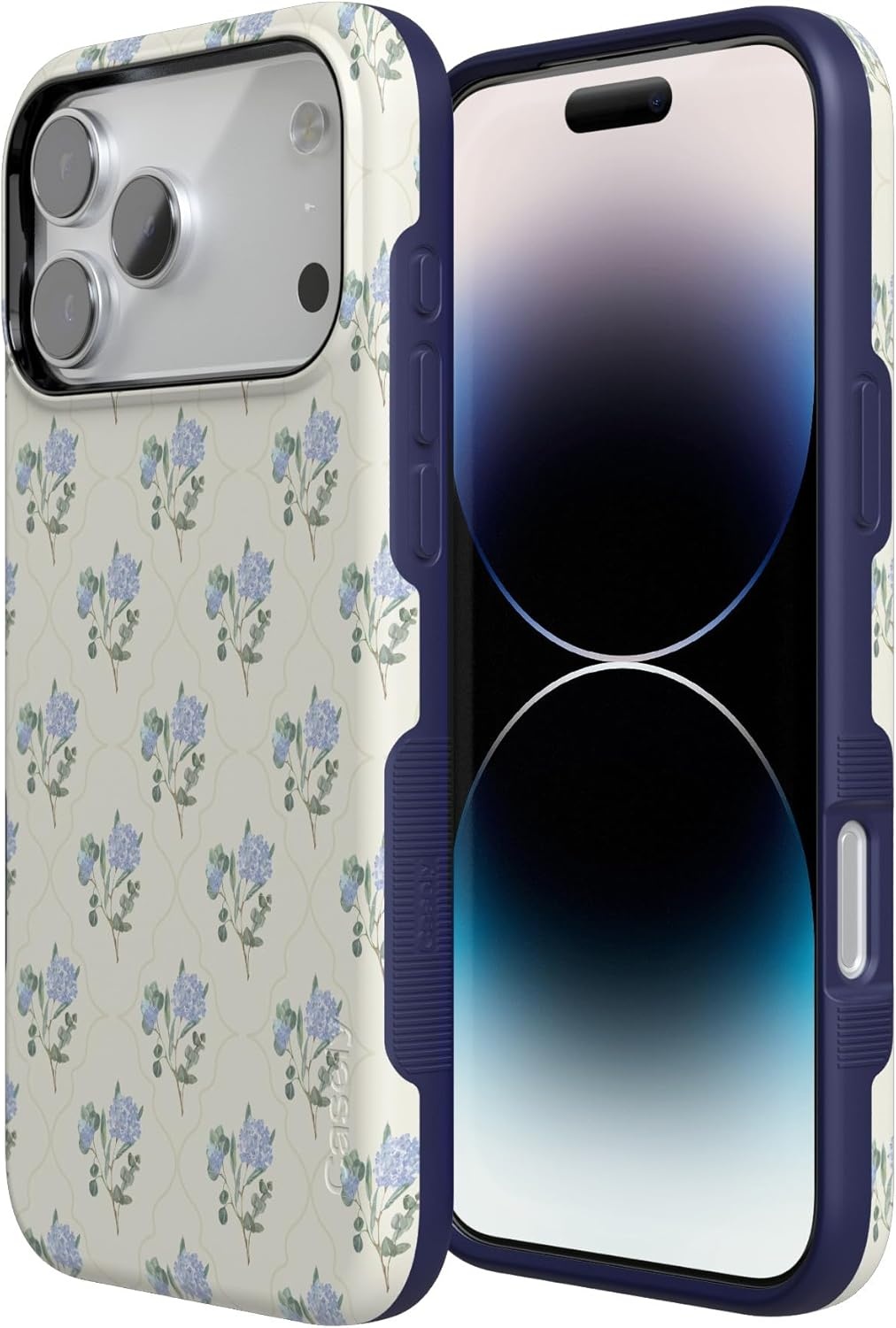 image:imageCasely iPhone 17 Pro Max Case Blue amp White Floral Rose to Fame Bold Protective Design Compatible with MagSafeVintage Garden Blue Hydrangea