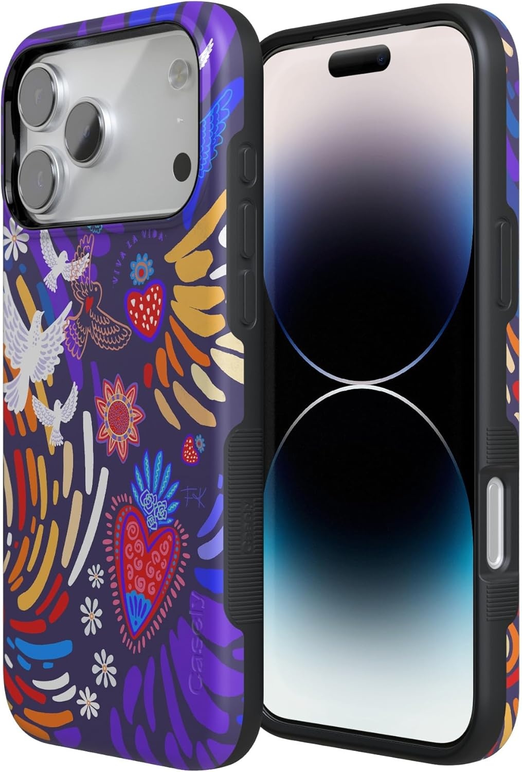 image:imageCasely iPhone 17 Pro Max Case Blue amp White Floral Rose to Fame Bold Protective Design Compatible with MagSafeViva La Vida Frida Kahlo Collage