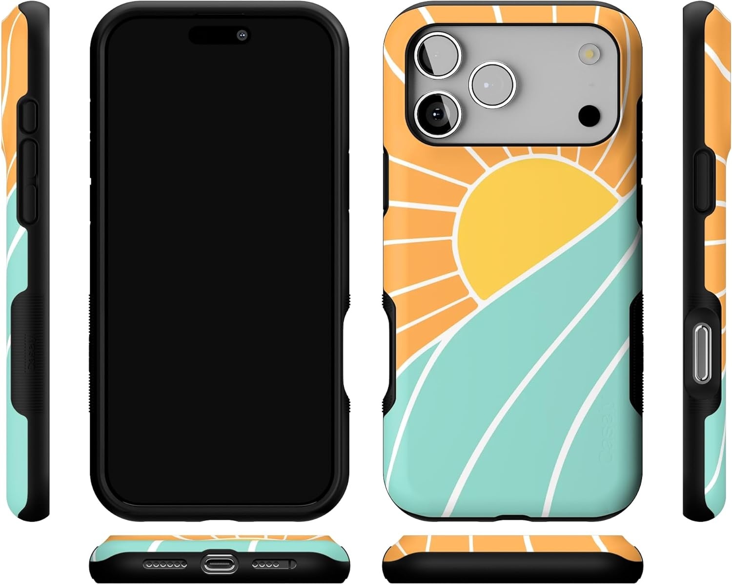 image:imageCasely iPhone 17 Pro Max Case Blue amp White Floral Rose to Fame Bold Protective Design Compatible with MagSafeWaves Rays Sunshine