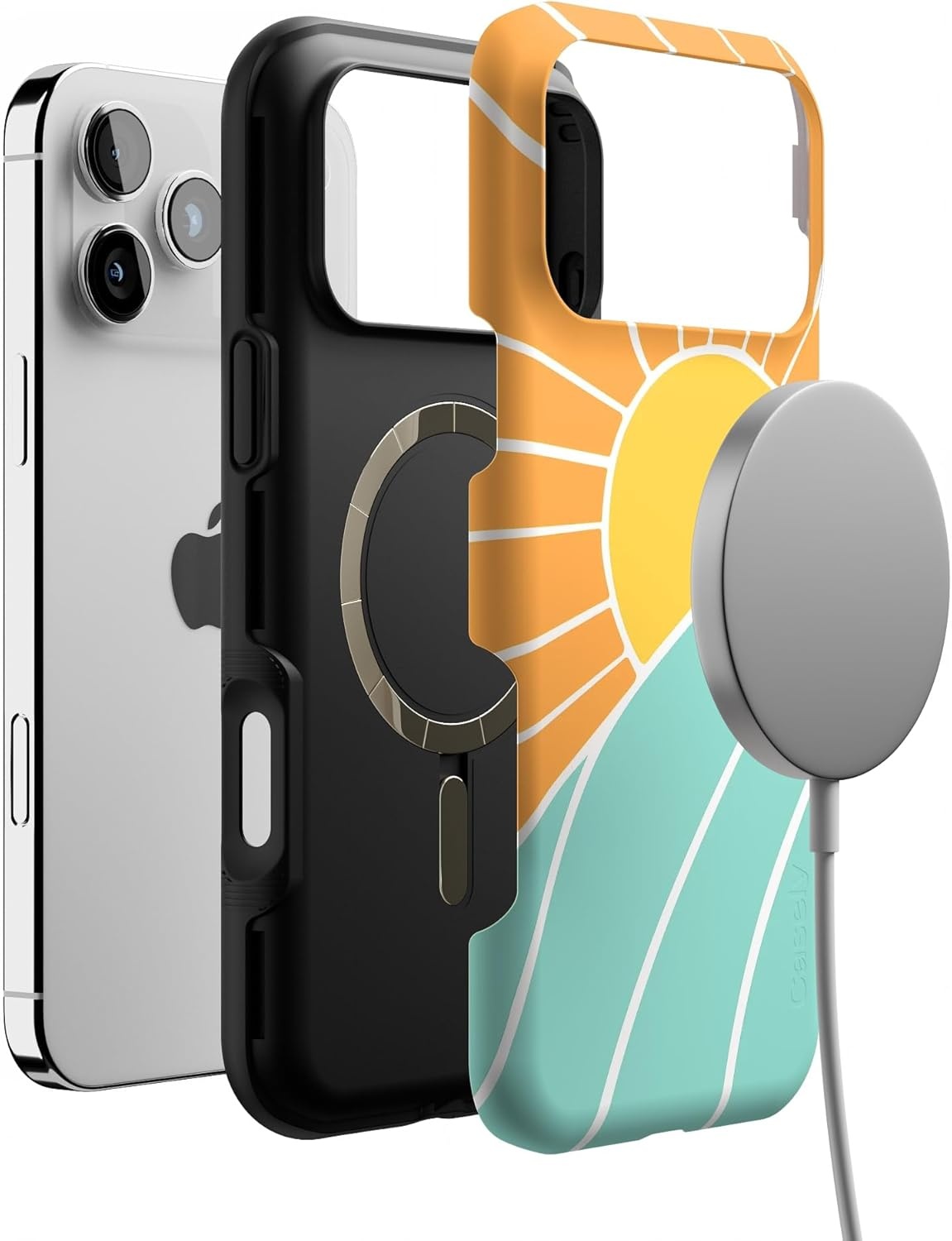 image:imageCasely iPhone 17 Pro Max Case Blue amp White Floral Rose to Fame Bold Protective Design Compatible with MagSafeWaves Rays Sunshine