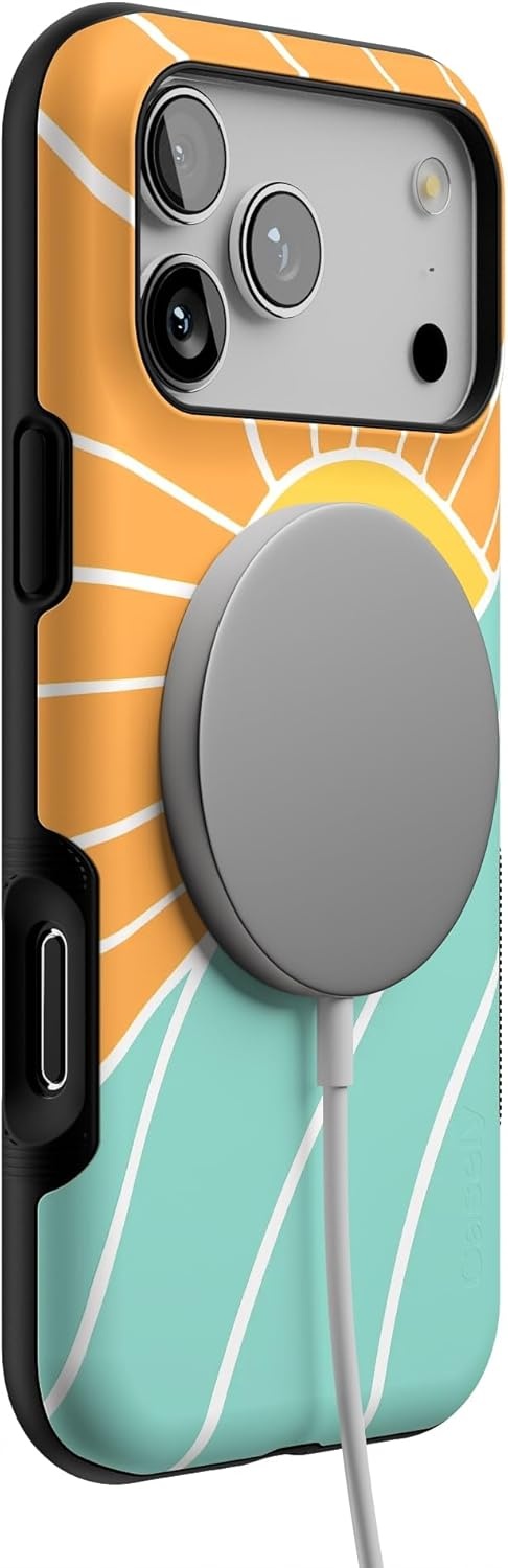 image:imageCasely iPhone 17 Pro Max Case Blue amp White Floral Rose to Fame Bold Protective Design Compatible with MagSafeWaves Rays Sunshine