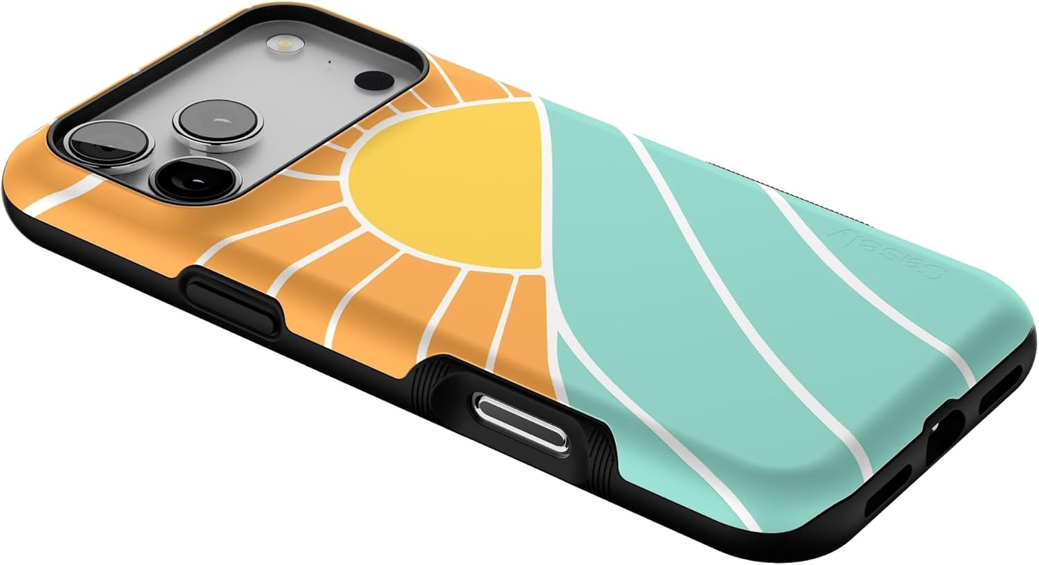image:imageCasely iPhone 17 Pro Max Case Blue amp White Floral Rose to Fame Bold Protective Design Compatible with MagSafeWaves Rays Sunshine