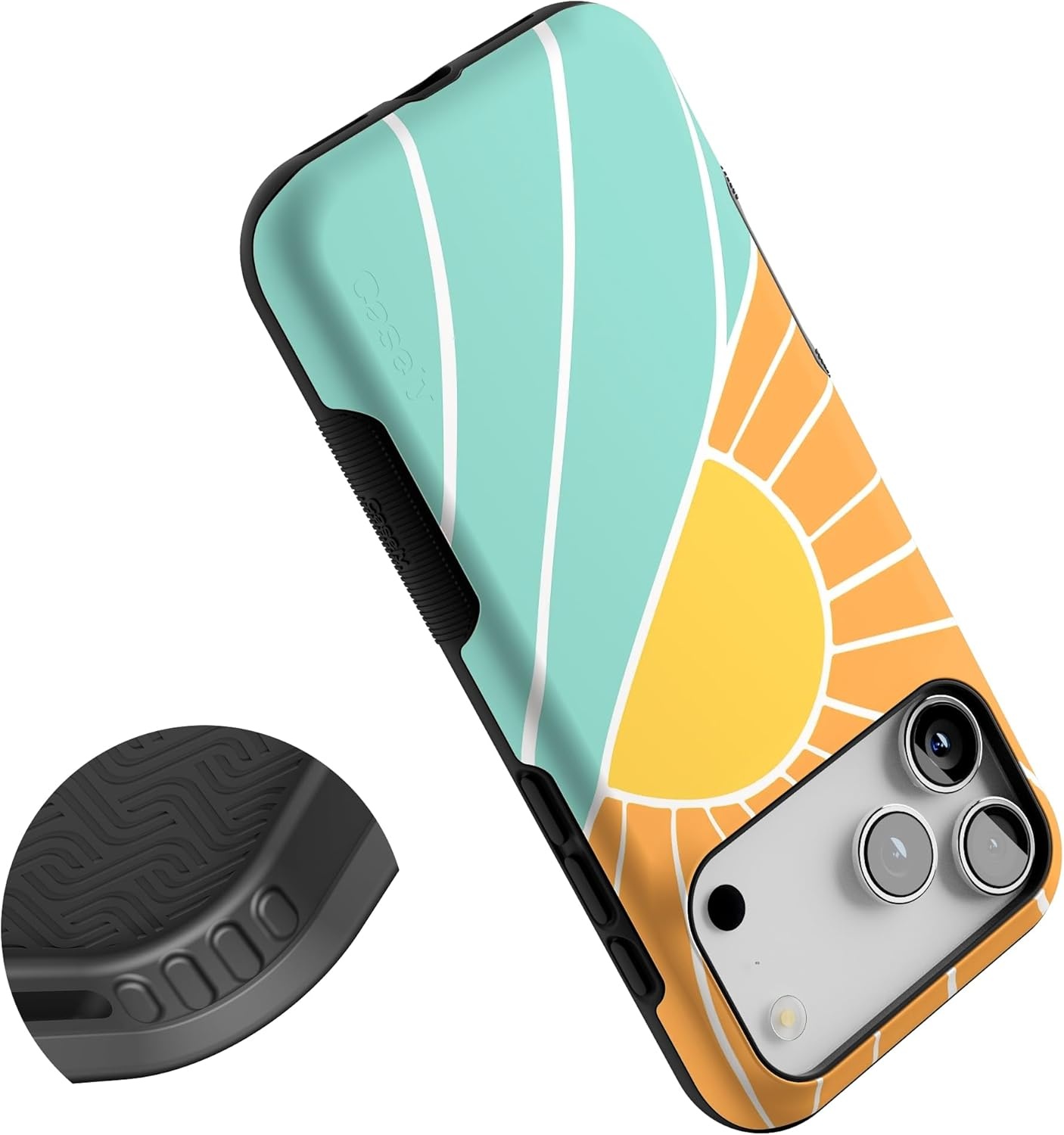 image:imageCasely iPhone 17 Pro Max Case Blue amp White Floral Rose to Fame Bold Protective Design Compatible with MagSafeWaves Rays Sunshine