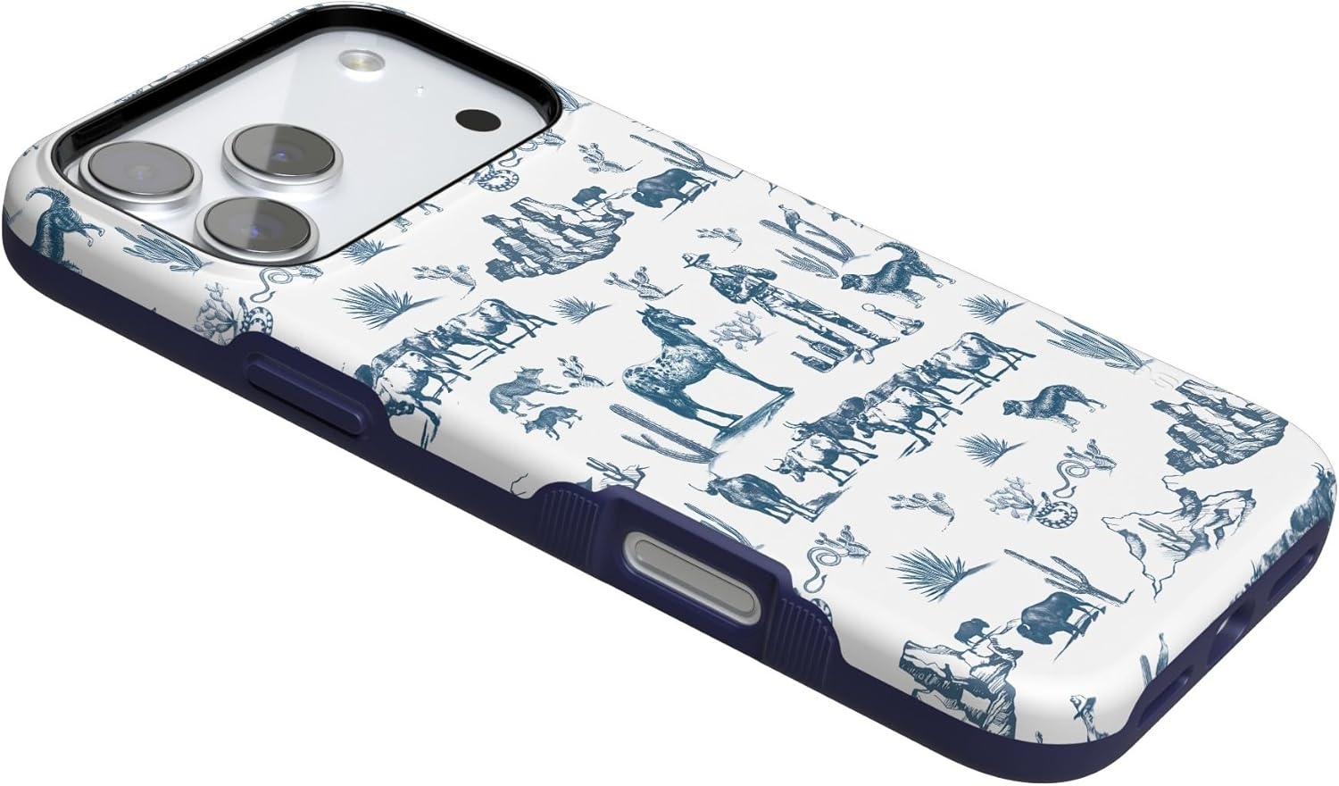 image:imageCasely iPhone 17 Pro Max Case Blue amp White Floral Rose to Fame Bold Protective Design Compatible with MagSafeWild West Adventure Desert
