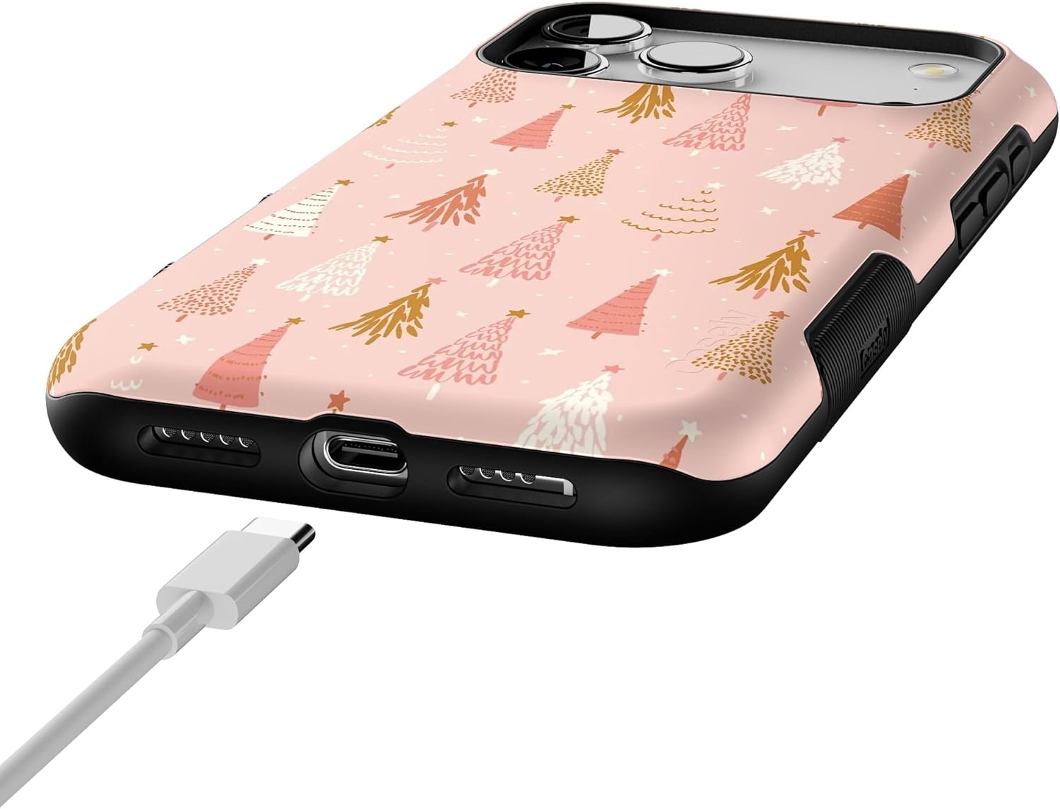 image:imageCasely iPhone 17 Pro Max Case Bubblegum Forest Christmas Tree Bold Protective Design MagSafe Compatible Design