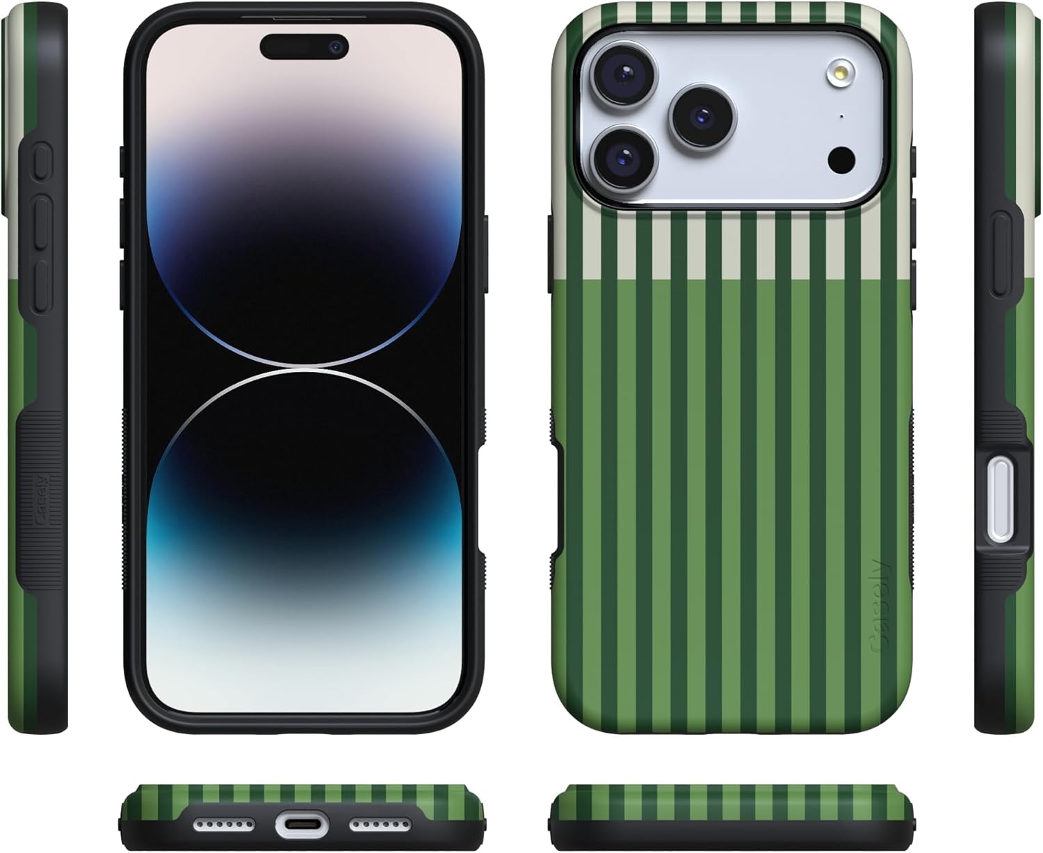image:imageCasely iPhone 17 Pro Max Case Clubhouse Fairway Stripes Bold Protective Design Compatible with MagSafe