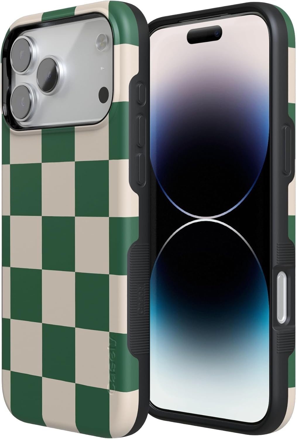 image:imageCasely iPhone 17 Pro Max Case Green Checkerboard Fit Check Bold Protective Design Compatible with MagSafe