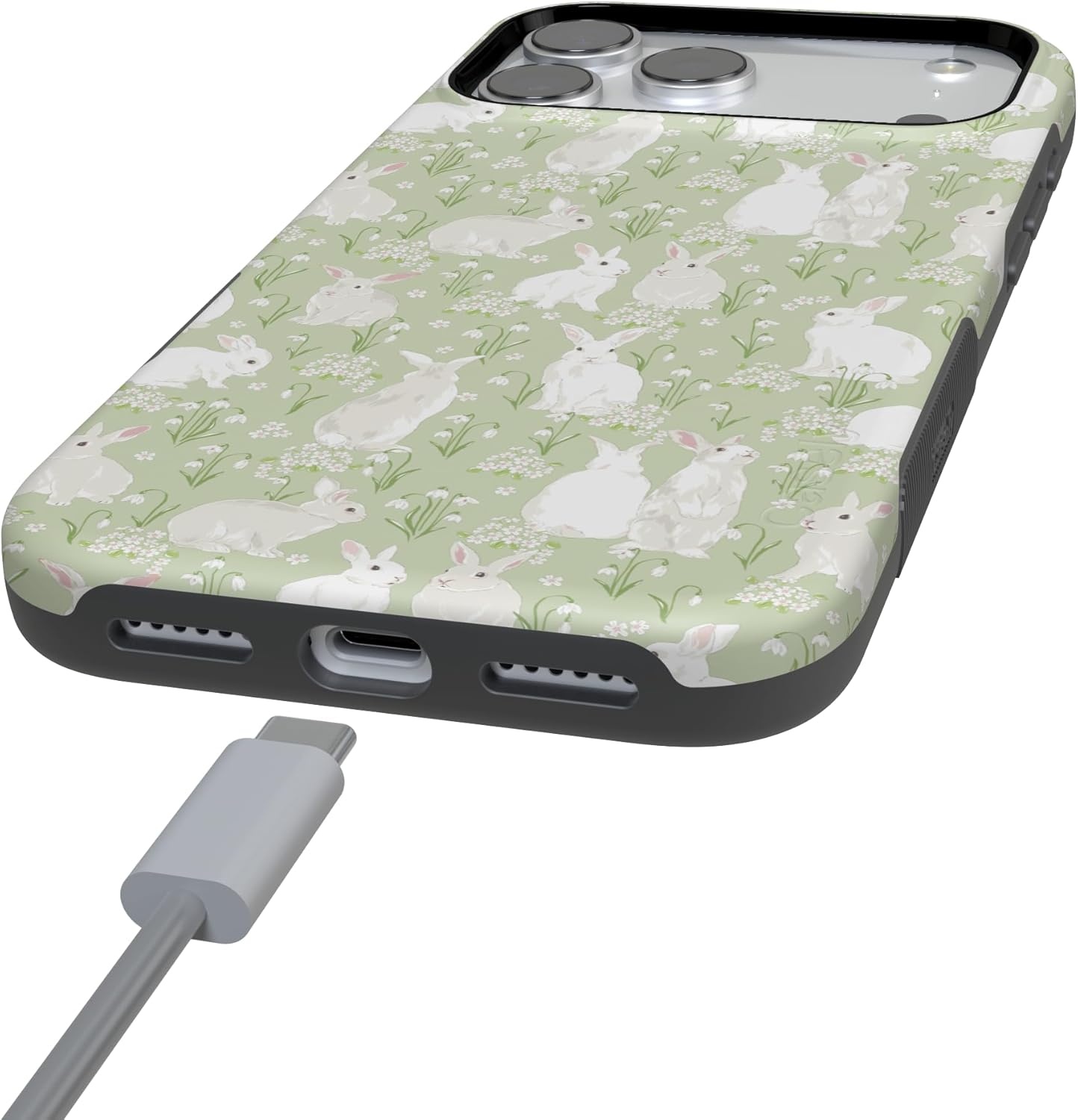 image:imageCasely iPhone 17 Pro Max Case Hop to it Green Bunny Bold Protective Design Compatible with MagSafe