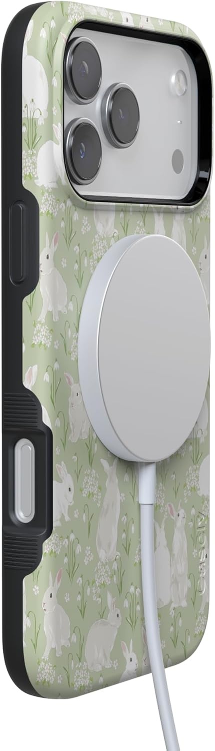 image:imageCasely iPhone 17 Pro Max Case Hop to it Green Bunny Bold Protective Design Compatible with MagSafe