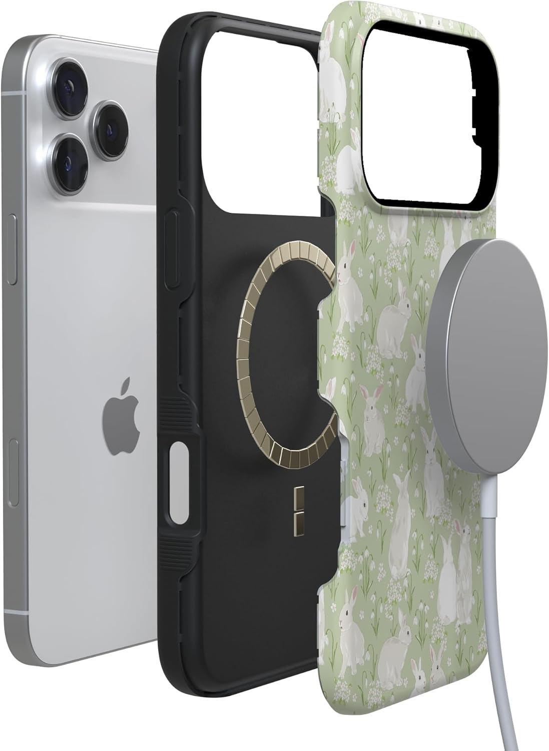 image:imageCasely iPhone 17 Pro Max Case Hop to it Green Bunny Bold Protective Design Compatible with MagSafe