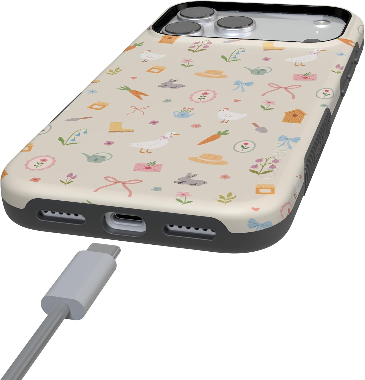 image:imageCasely iPhone 17 Pro Max Case Hoppy Garden Spring Things Bold Protective Design Compatible with MagSafe