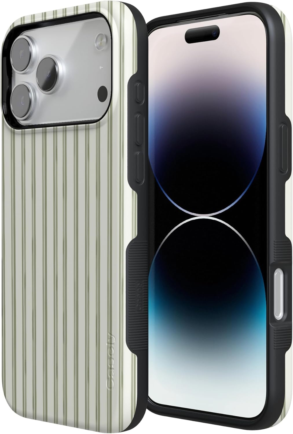 image:imageCasely iPhone 17 Pro Max Case Linen Stripe The Boyfriend Collection Bold Protective Design Compatible with MagSafe