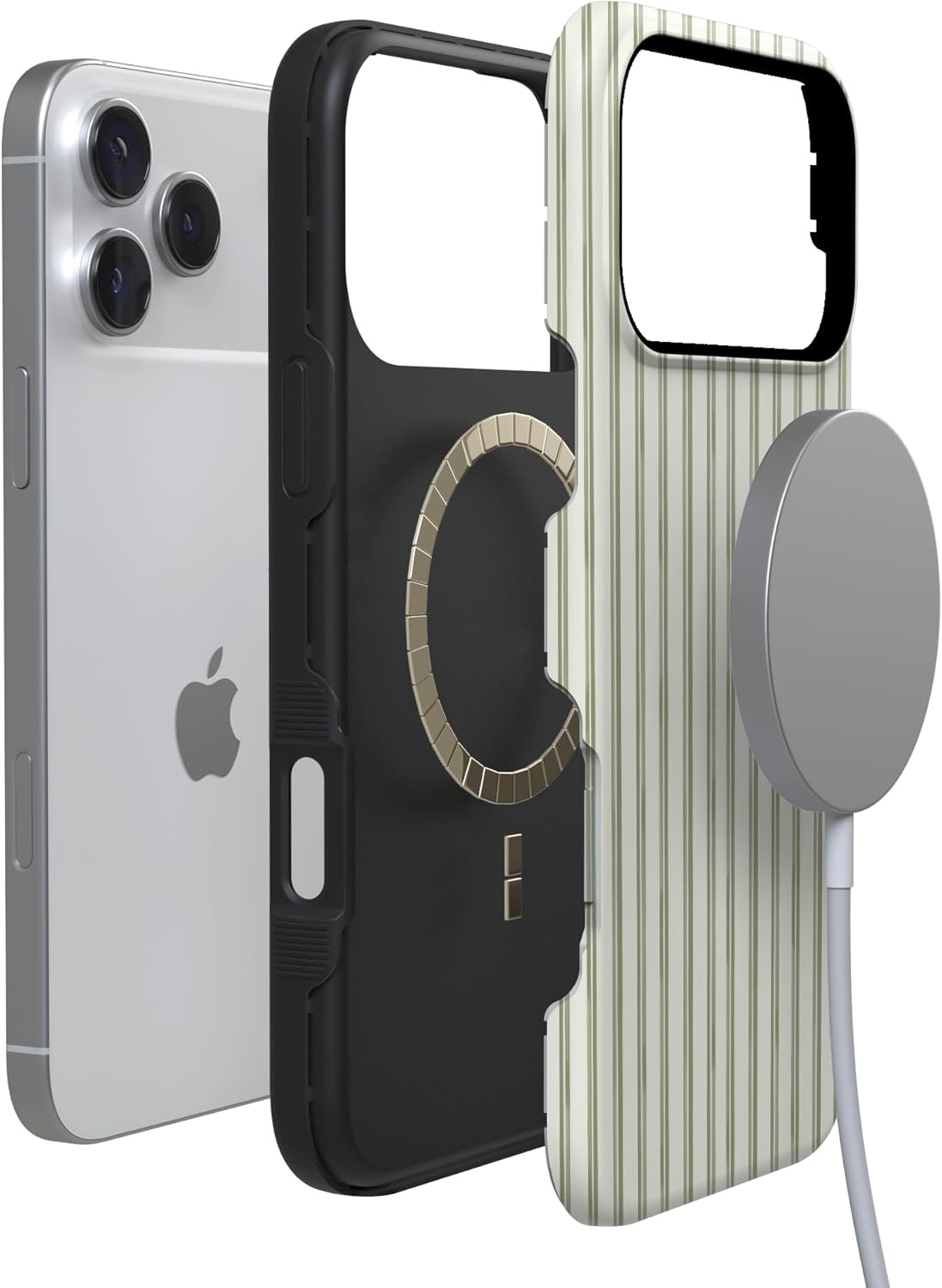 image:imageCasely iPhone 17 Pro Max Case Linen Stripe The Boyfriend Collection Bold Protective Design Compatible with MagSafe