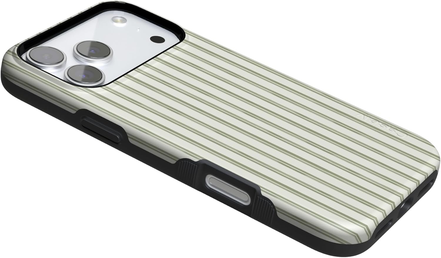 image:imageCasely iPhone 17 Pro Max Case Linen Stripe The Boyfriend Collection Bold Protective Design Compatible with MagSafe