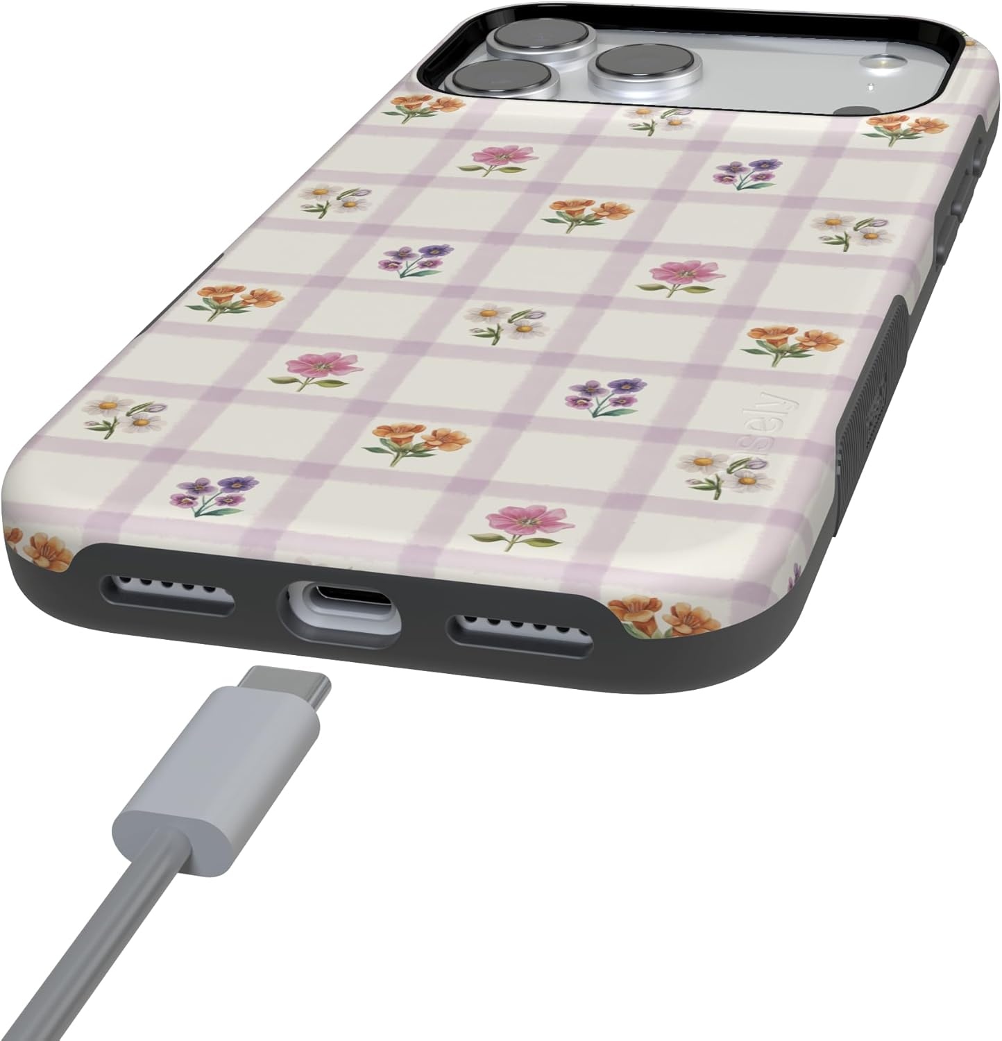 image:imageCasely iPhone 17 Pro Max Case Meadow Check Floral Gingham Bold Protective Design Compatible with MagSafe
