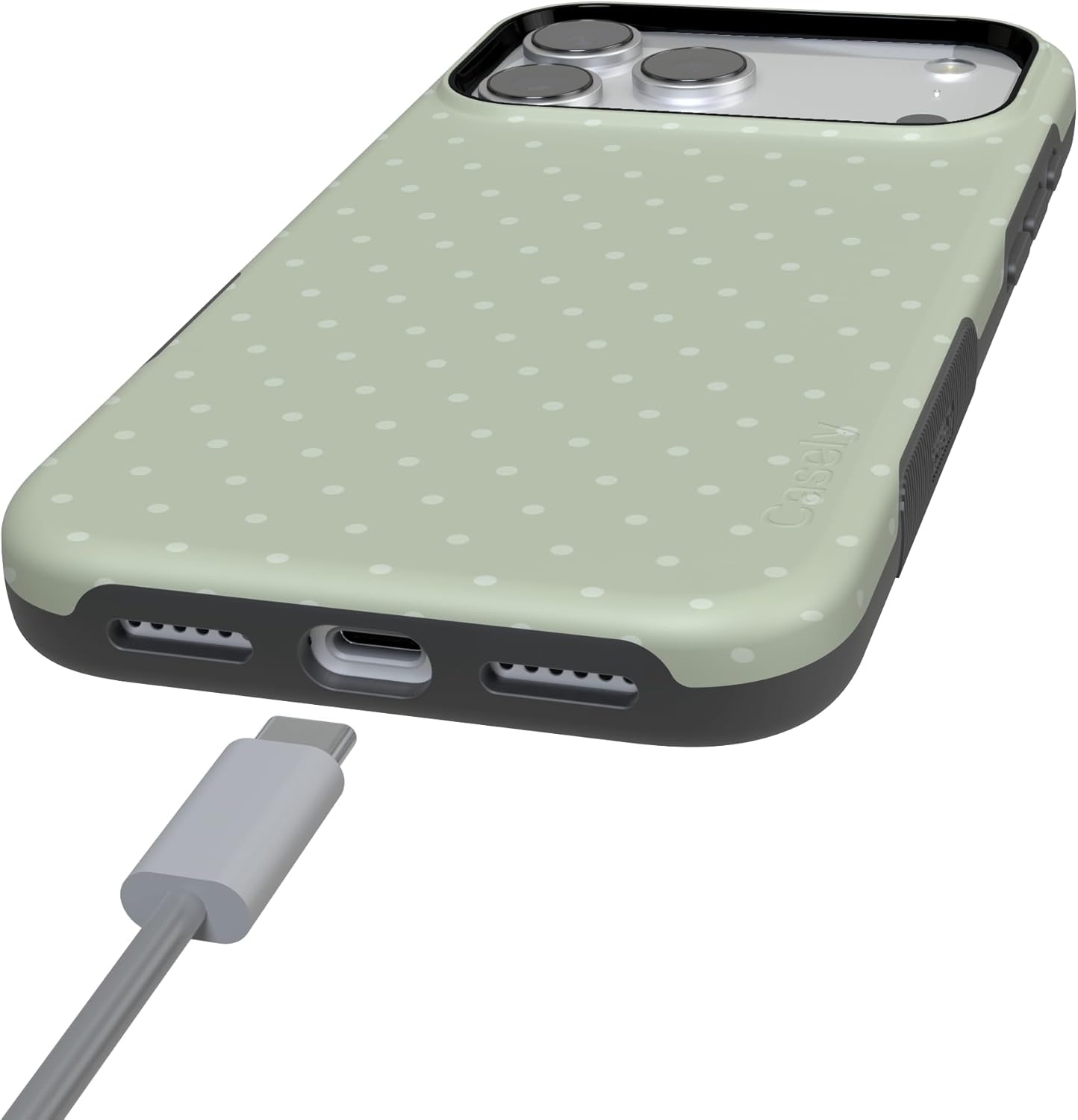 image:imageCasely iPhone 17 Pro Max Case On the Dot Green Polka Dot Bold Protective Design Compatible with MagSafe