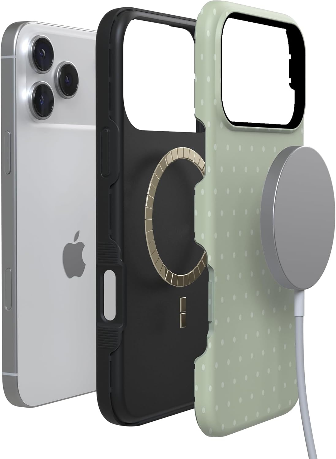 image:imageCasely iPhone 17 Pro Max Case On the Dot Green Polka Dot Bold Protective Design Compatible with MagSafe