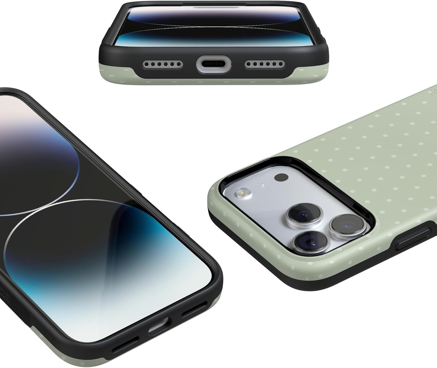 image:imageCasely iPhone 17 Pro Max Case On the Dot Green Polka Dot Bold Protective Design Compatible with MagSafe