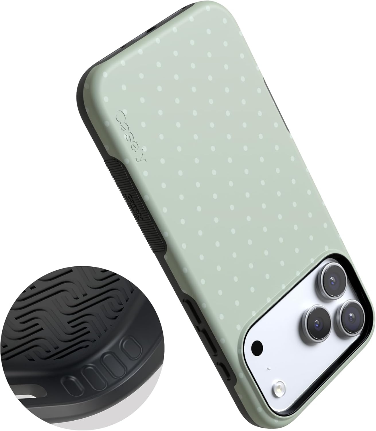 image:imageCasely iPhone 17 Pro Max Case On the Dot Green Polka Dot Bold Protective Design Compatible with MagSafe