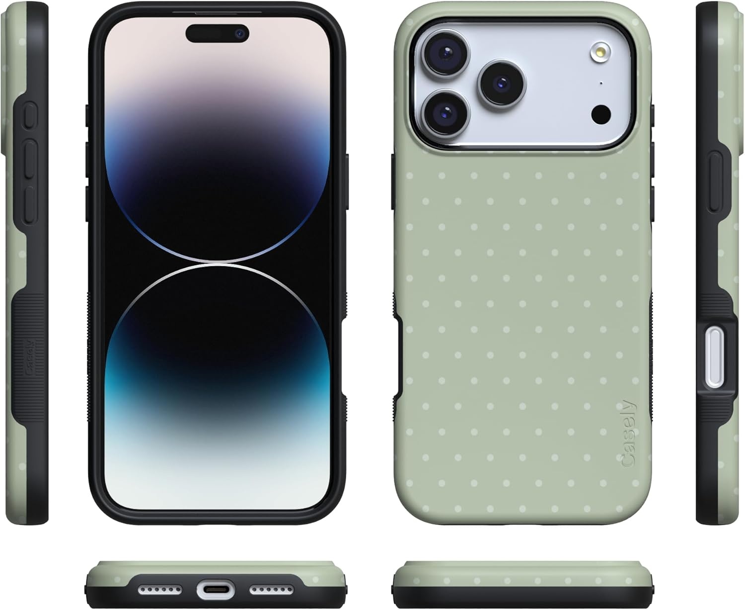 image:imageCasely iPhone 17 Pro Max Case On the Dot Green Polka Dot Bold Protective Design Compatible with MagSafe