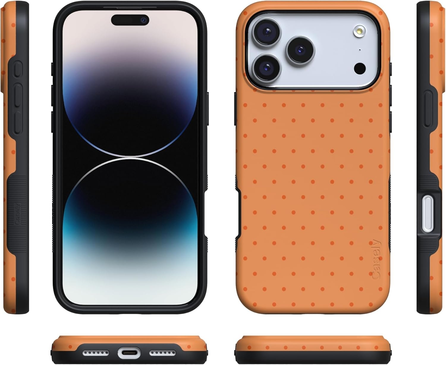 image:imageCasely iPhone 17 Pro Max Case On the Dot Orange Polka Dot Bold Protective Design Compatible with MagSafe