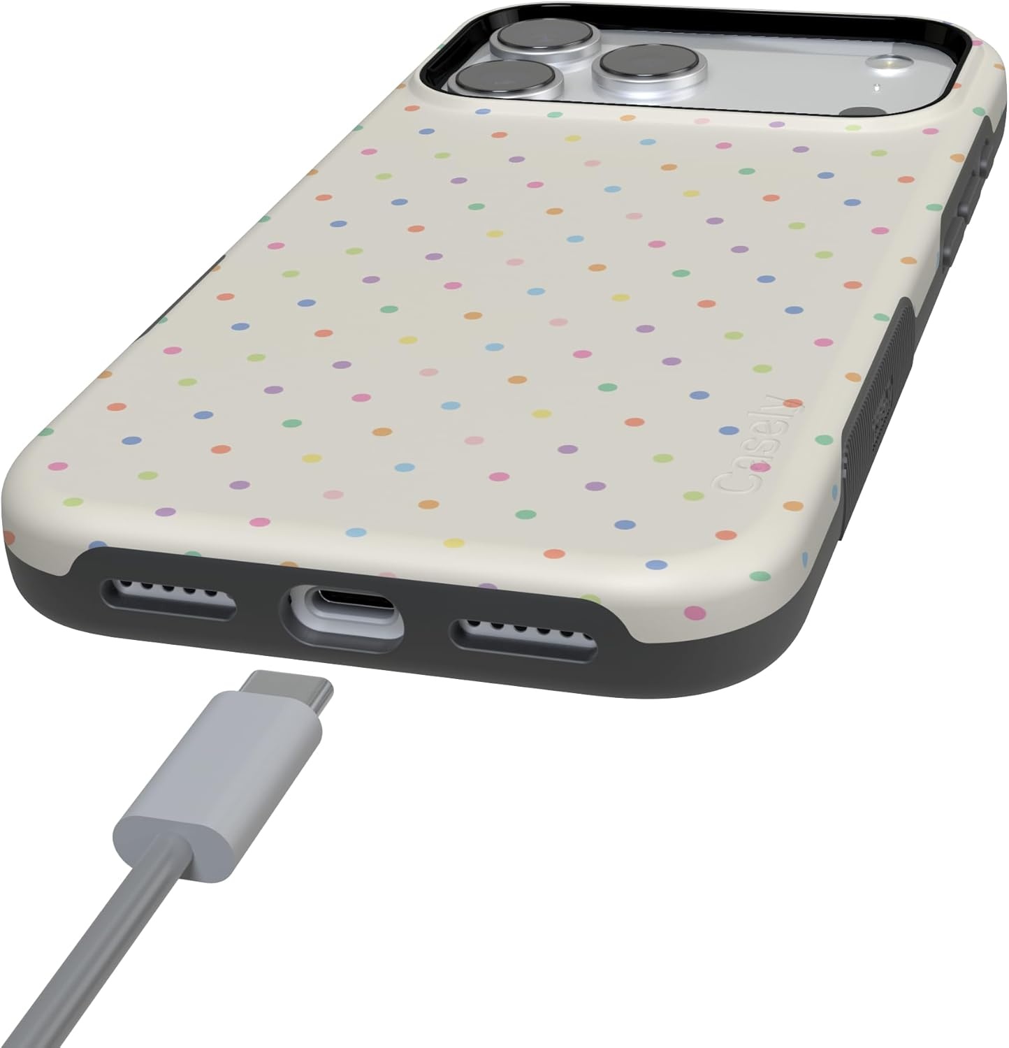 image:imageCasely iPhone 17 Pro Max Case On the Dot Rainbow Polka Dot Bold Protective Design Compatible with MagSafe