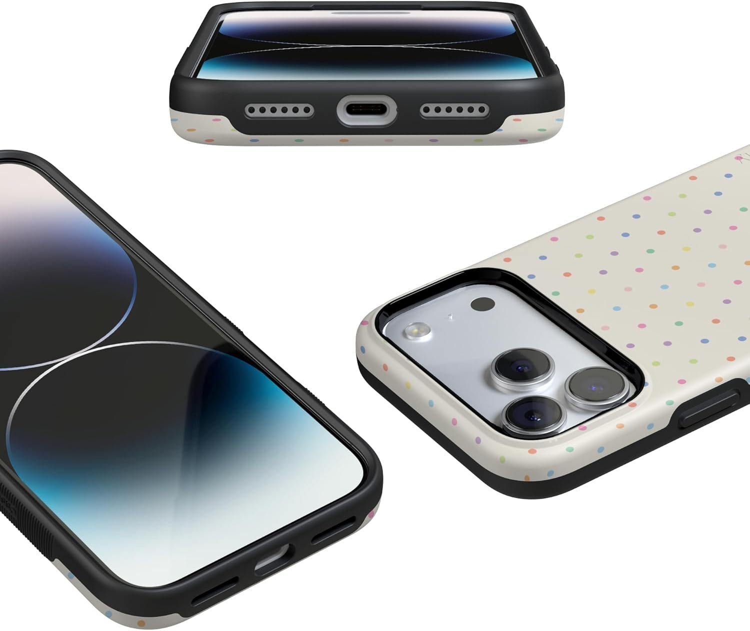 image:imageCasely iPhone 17 Pro Max Case On the Dot Rainbow Polka Dot Bold Protective Design Compatible with MagSafe