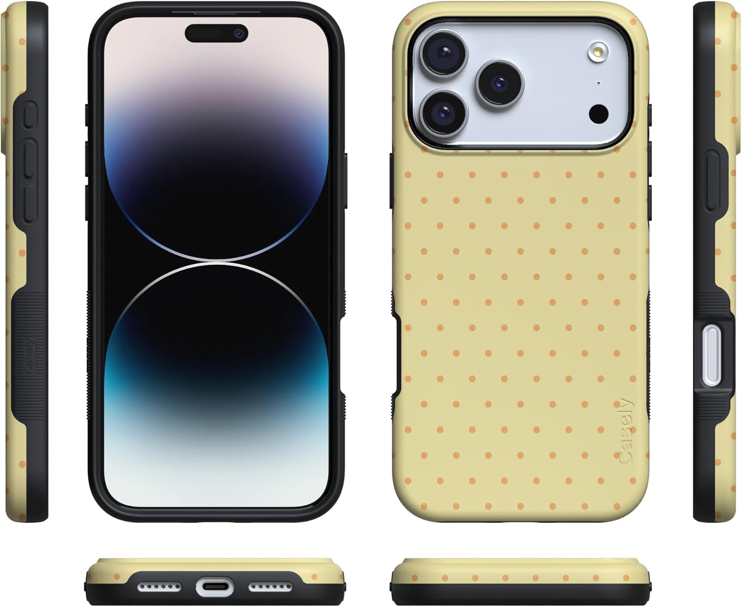 image:imageCasely iPhone 17 Pro Max Case On the Dot Yellow Polka Dot Bold Protective Design Compatible with MagSafe