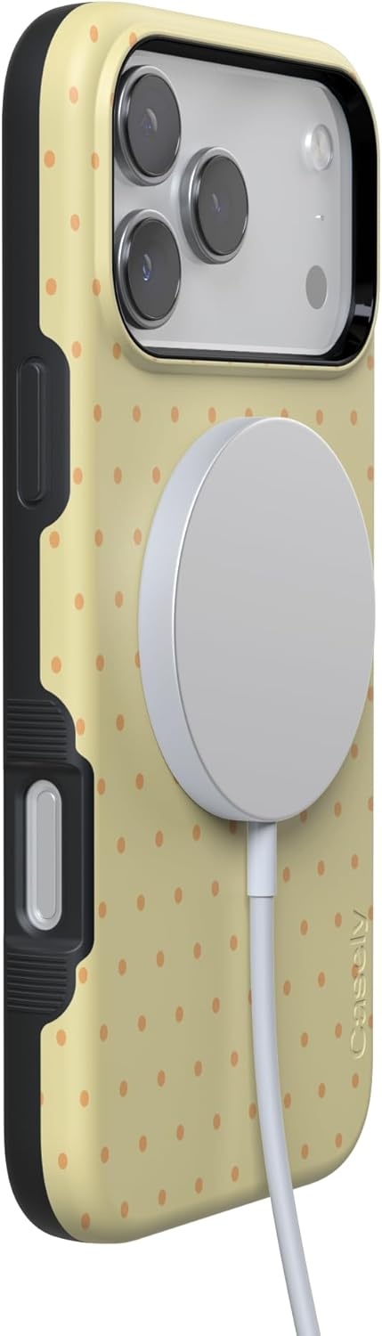 image:imageCasely iPhone 17 Pro Max Case On the Dot Yellow Polka Dot Bold Protective Design Compatible with MagSafe
