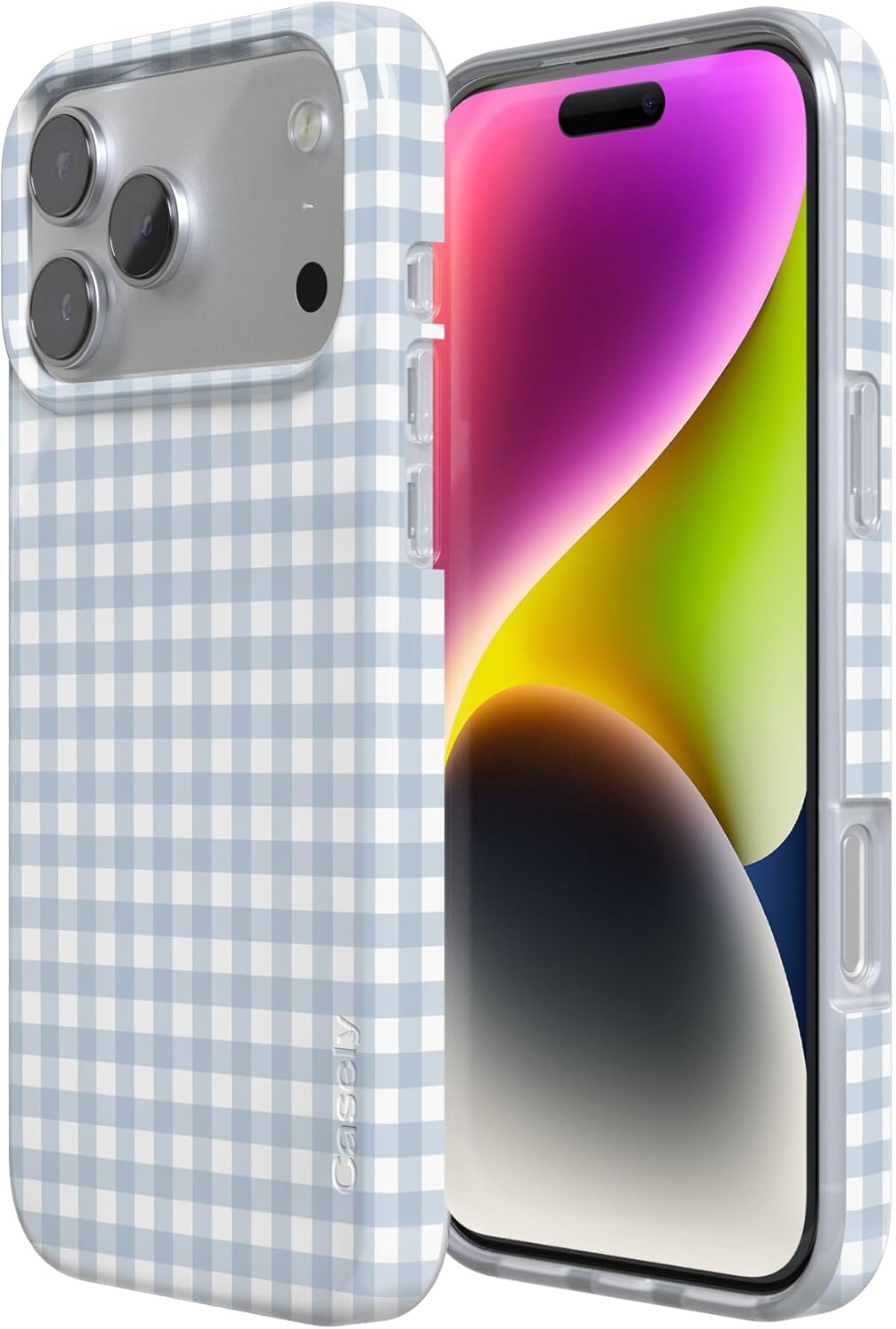 image:imageCasely iPhone 17 Pro Max Case Pastel Picnic Blue Gingham Compatible with MagSafe Classic Ultra Thin Design