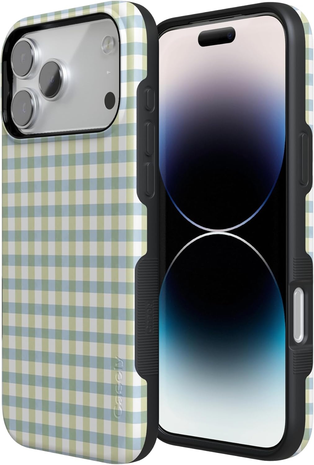 image:imageCasely iPhone 17 Pro Max Case Pastel Picnic Blue amp Green Gingham Bold Protective Design Compatible with MagSafe