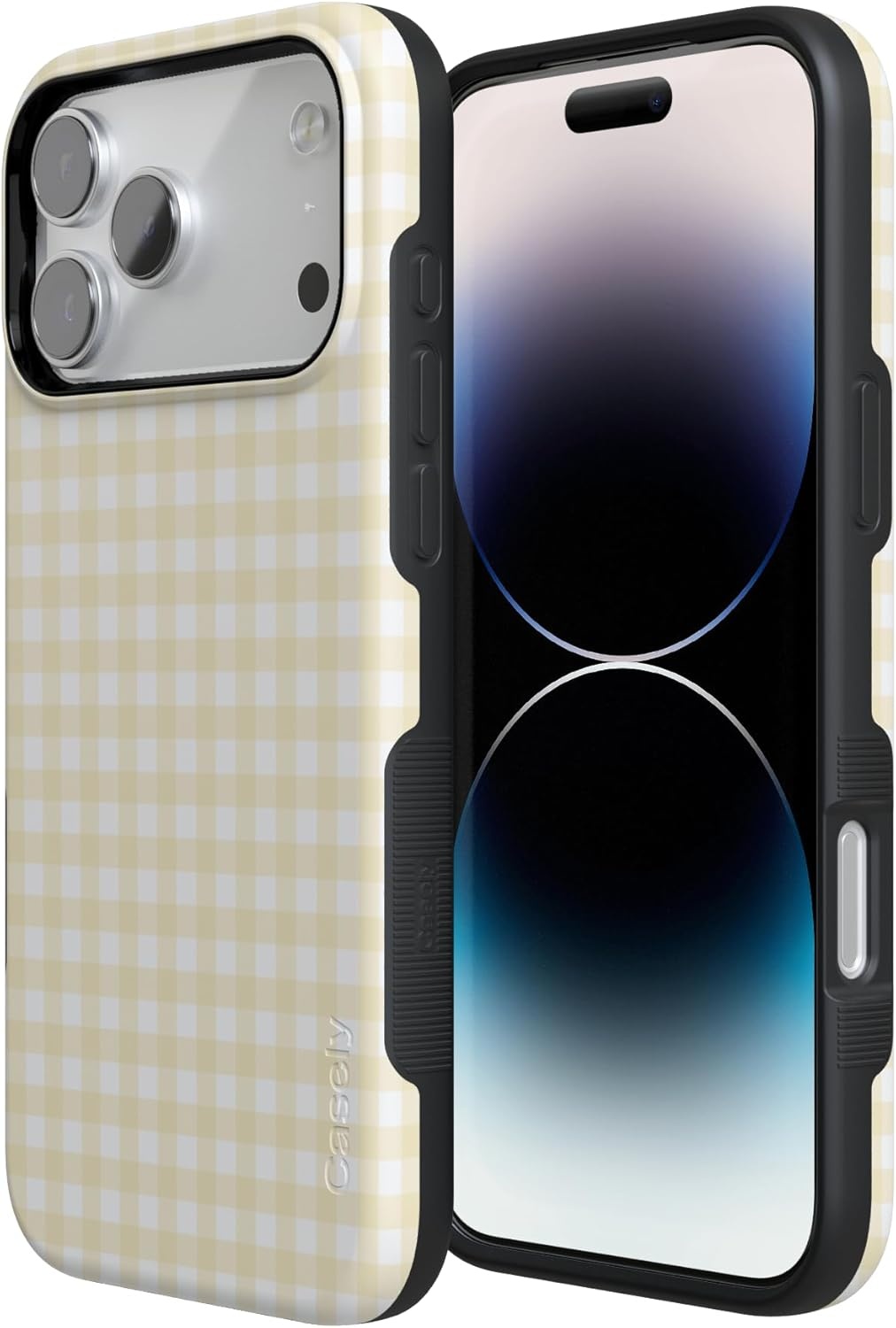 image:imageCasely iPhone 17 Pro Max Case Pastel Picnic Yellow Gingham Bold Protective Design Compatible with MagSafe