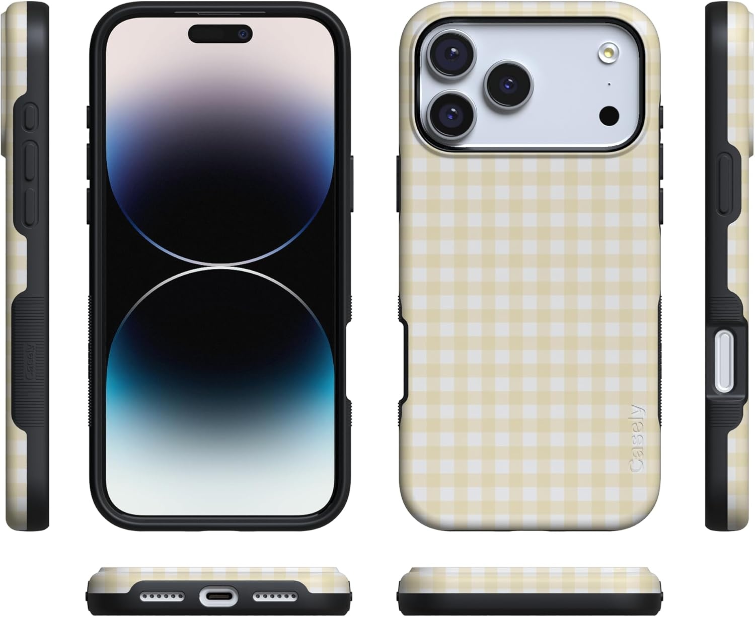 image:imageCasely iPhone 17 Pro Max Case Pastel Picnic Yellow Gingham Bold Protective Design Compatible with MagSafe