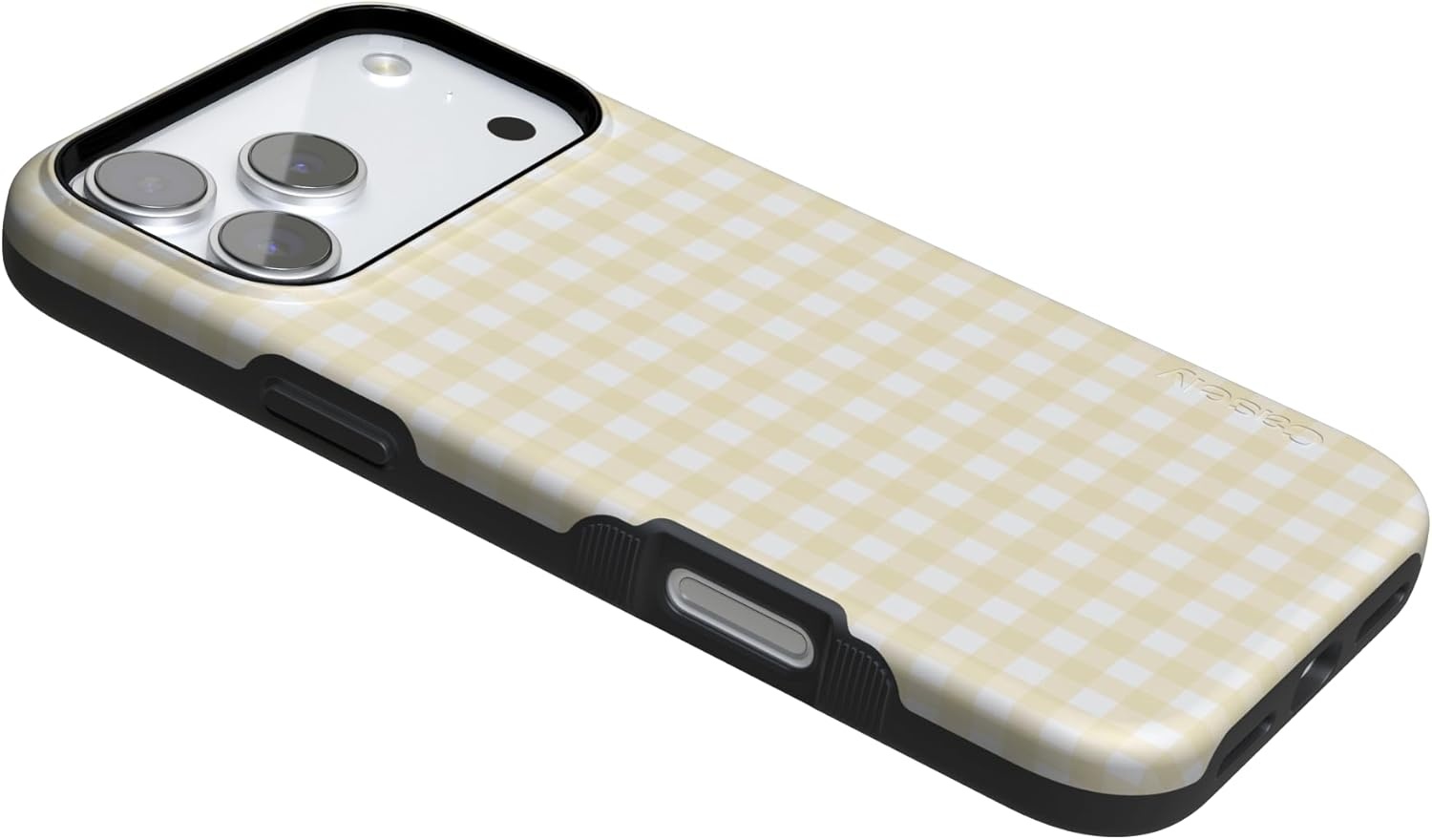 image:imageCasely iPhone 17 Pro Max Case Pastel Picnic Yellow Gingham Bold Protective Design Compatible with MagSafe