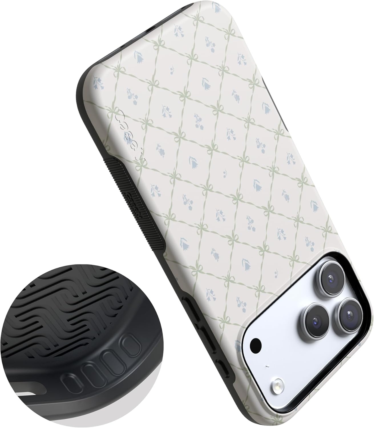 image:imageCasely iPhone 17 Pro Max Case Petite Petals Floral Dainty Lattice Bold Protective Design Compatible with MagSafe